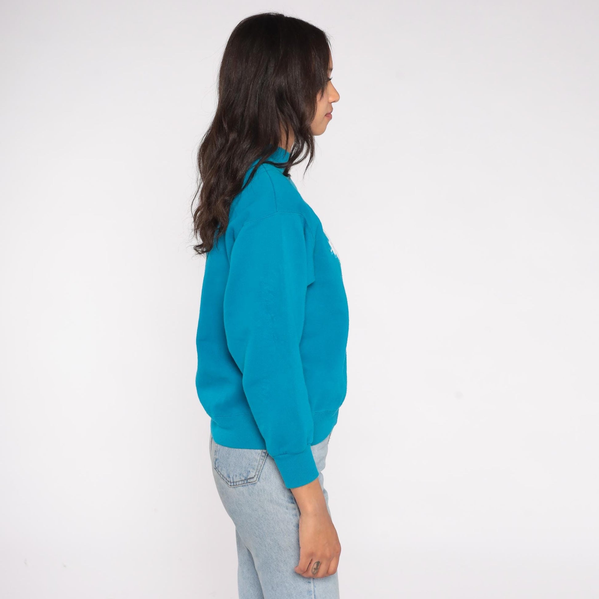 90s Hanes Southwestern Turquoise Sweatshirt Geometric Cross Patch Medium