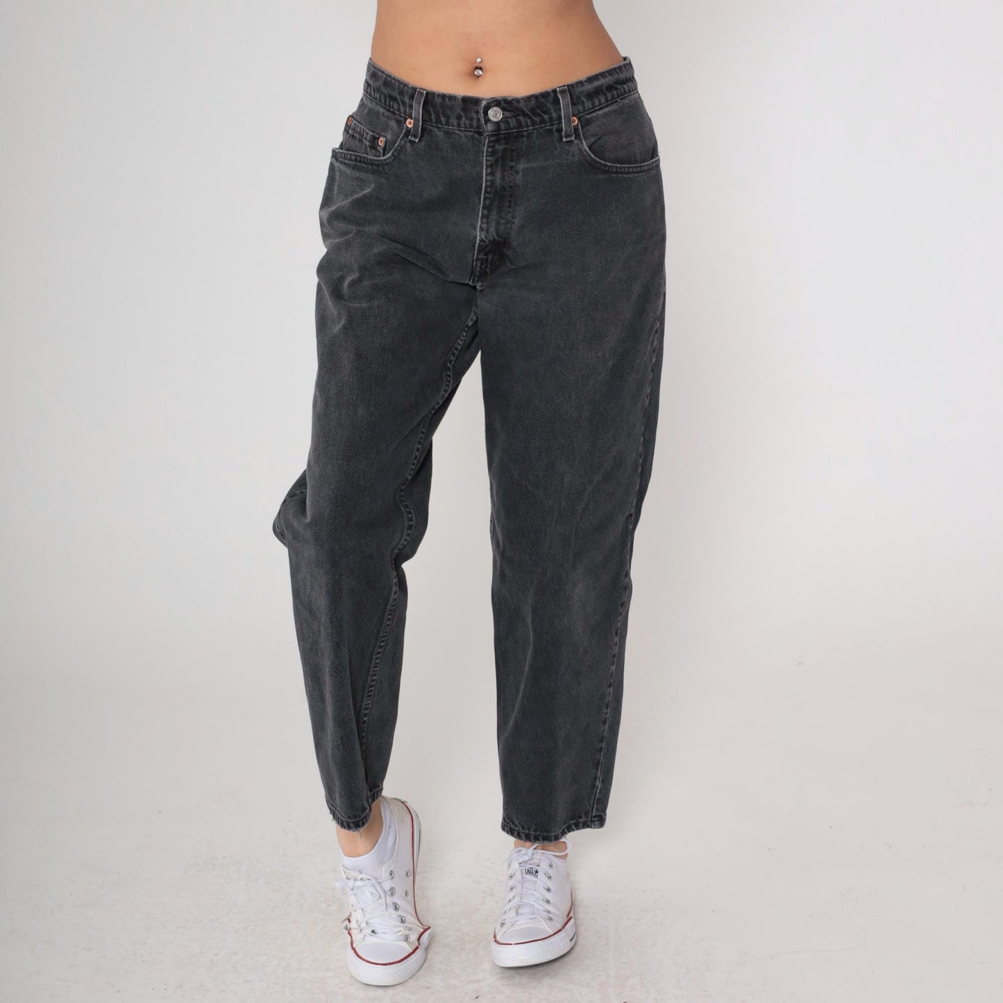 90s Levi's 560 Black Denim Jeans High Waist Relaxed Fit 32x30
