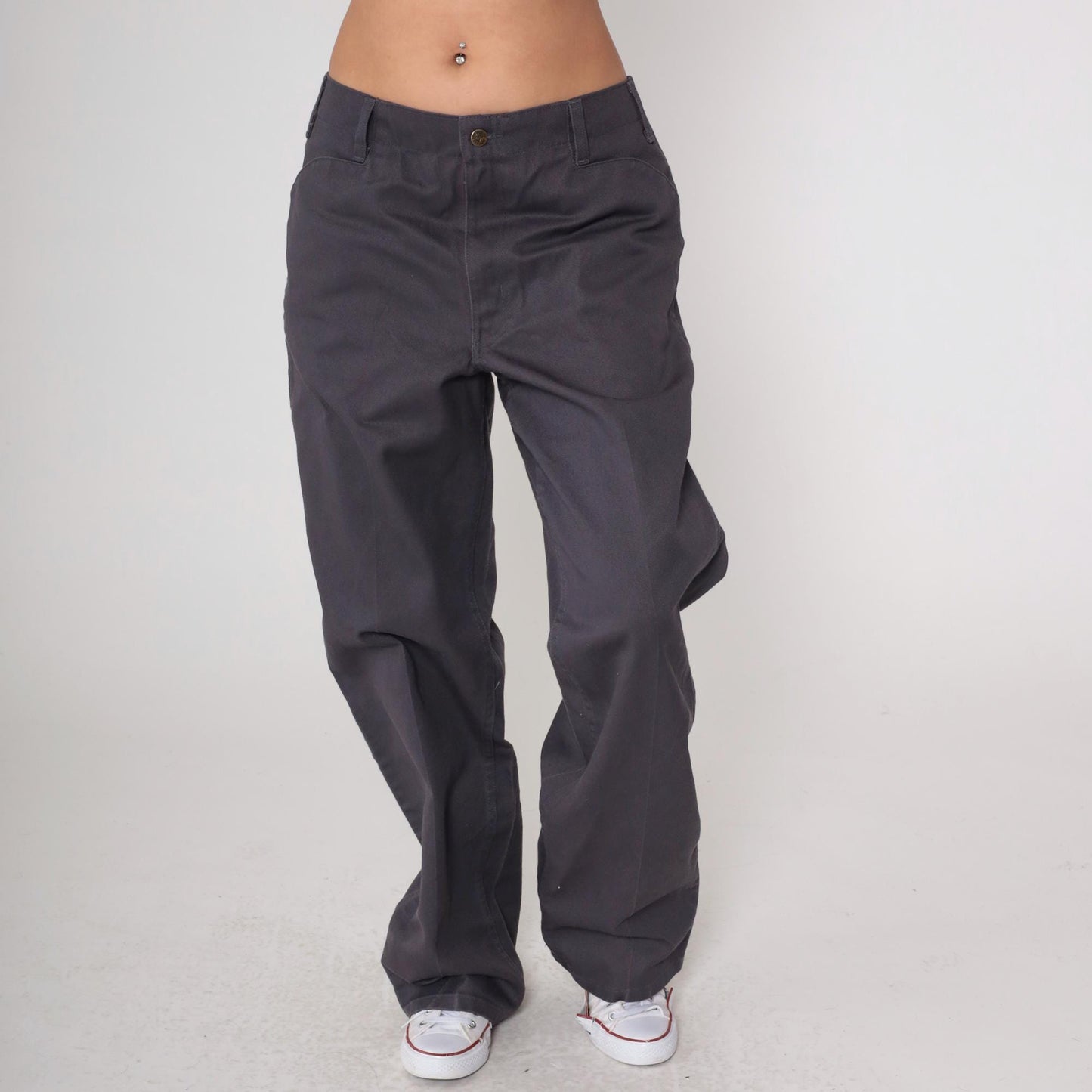 Ben Davis Y2K Charcoal Work Pants Gorilla Logo Straight Leg 36