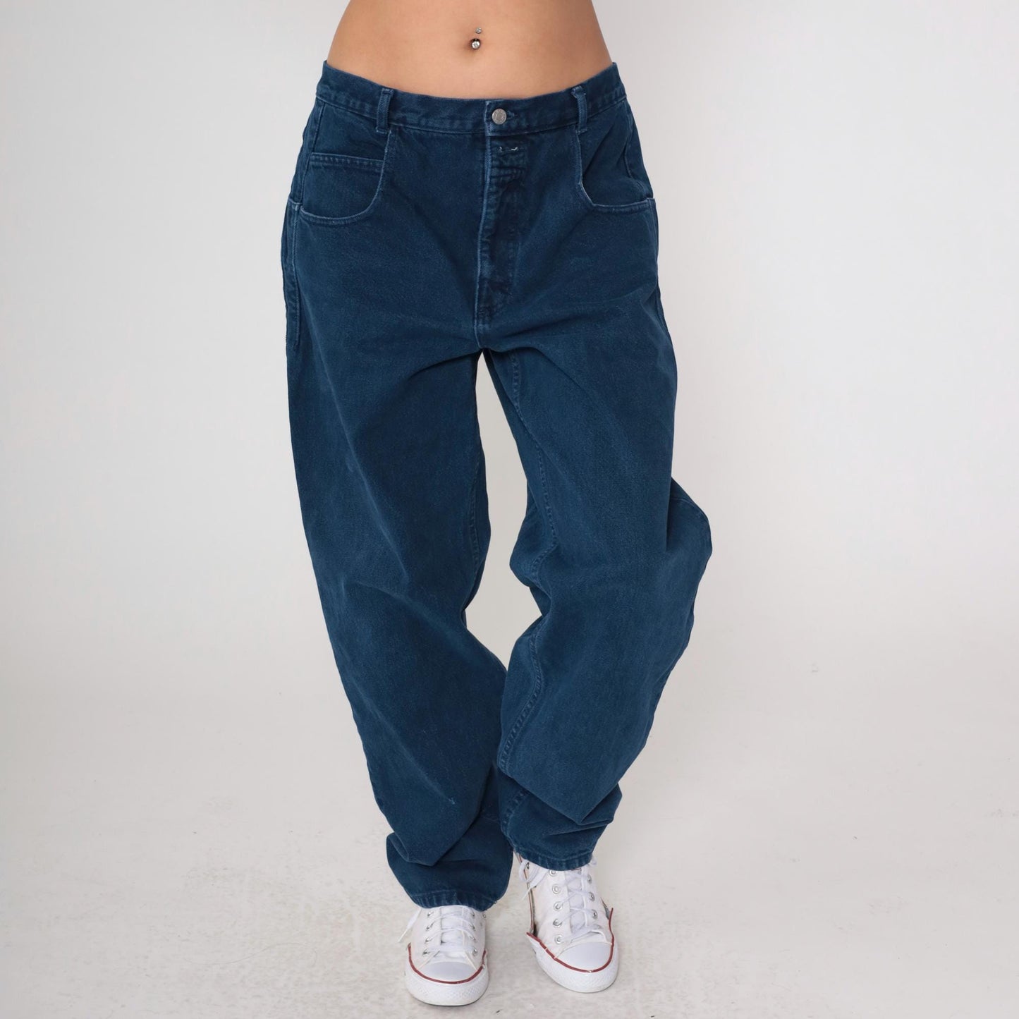 90s Guess High Waist Straight Leg Mom Jeans Dark Blue Denim Large L