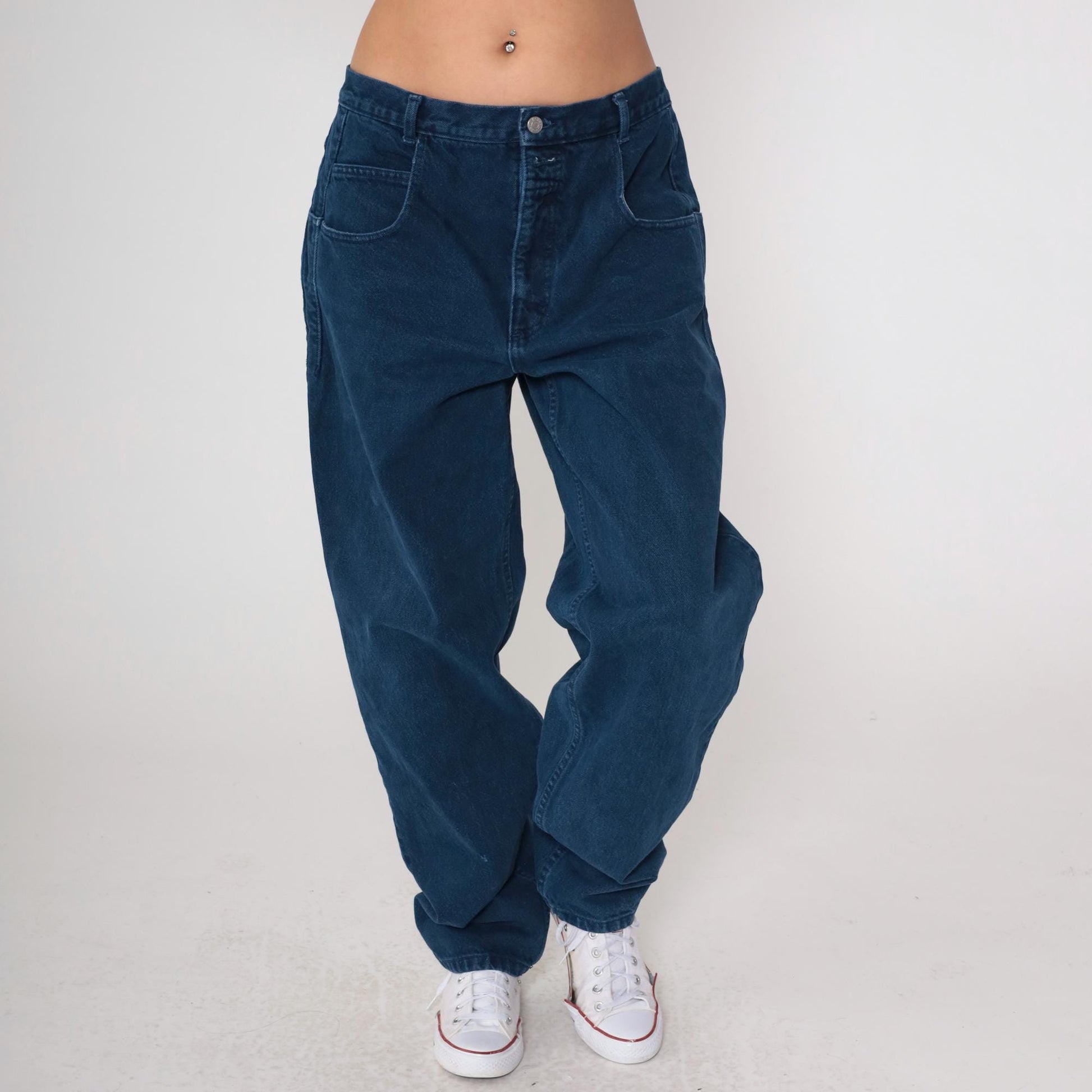 90s Guess High Waist Straight Leg Mom Jeans Dark Blue Denim Large L