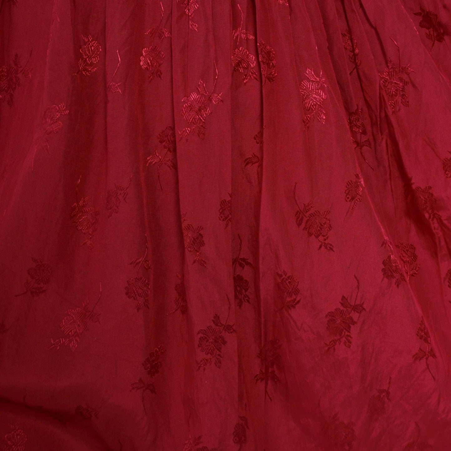 80s Burgundy Off-Shoulder Midi Dress Puff Sleeve Tiered Ruffle Small