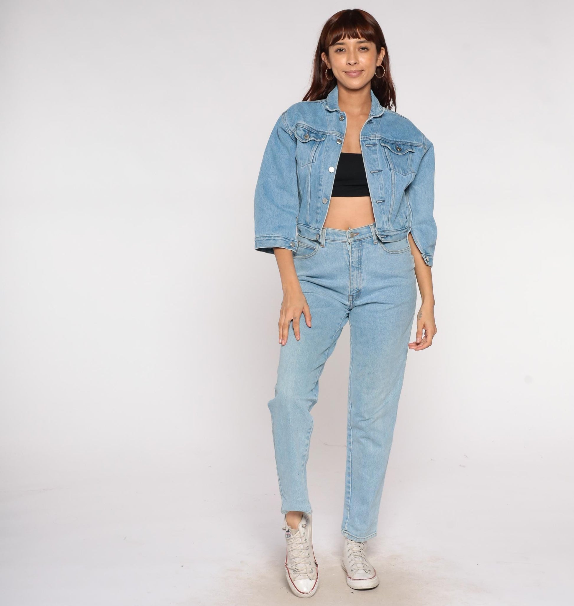 90s Gap Cropped Light Blue Denim Jacket Cotton Medium
