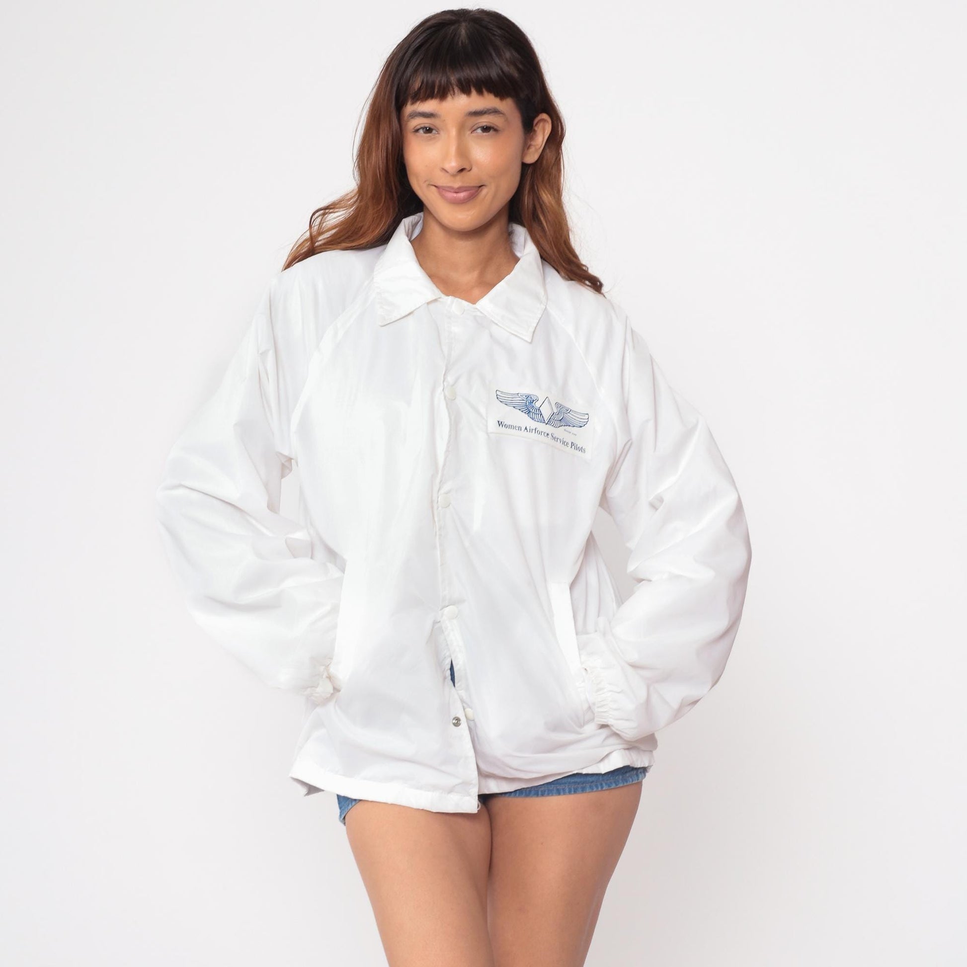 80s WASP Women Airforce Service Pilots Commemorative Windbreaker White Medium