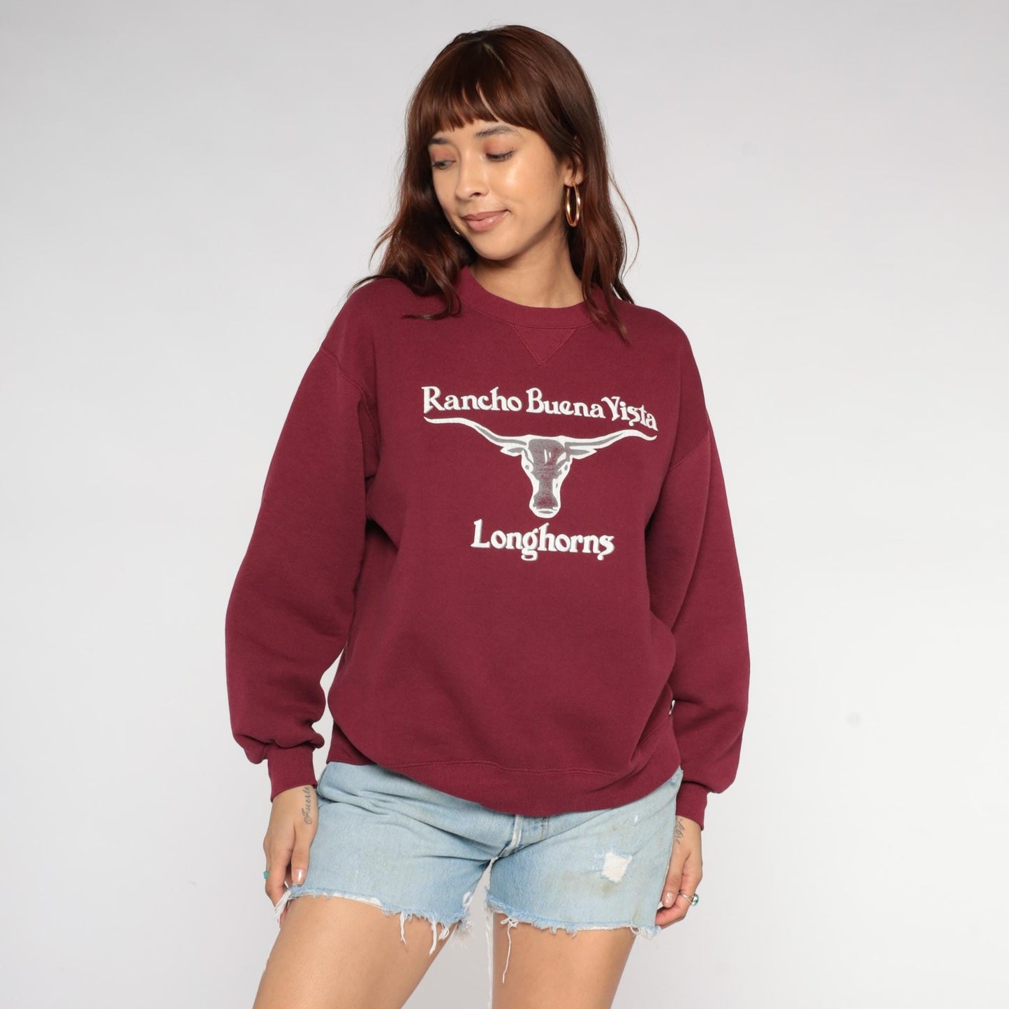 90s Russell Athletic Burgundy Longhorns Crewneck Sweatshirt Large L