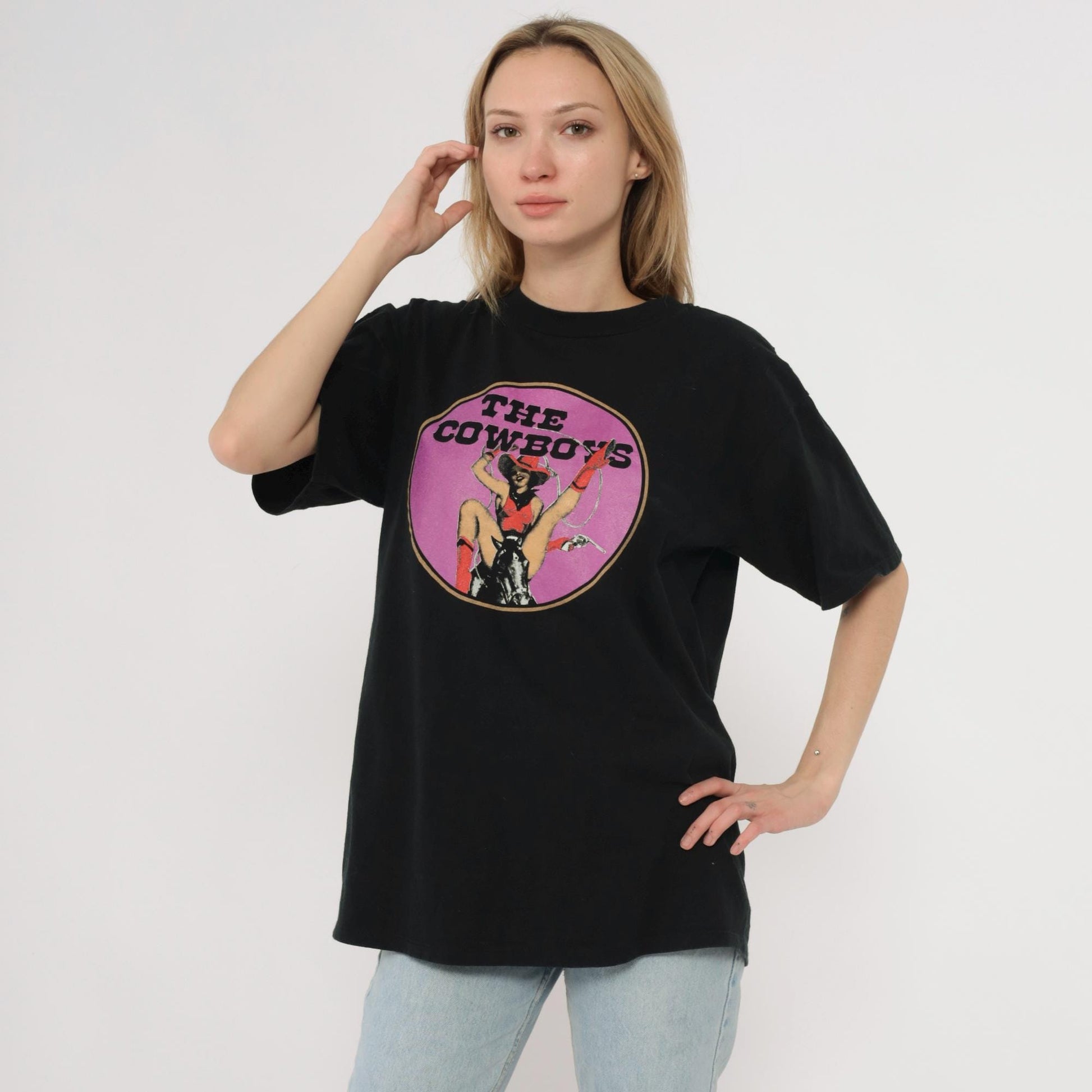 1991 Cowboys Reunion Event T-Shirt Black Graphic Cotton Large L