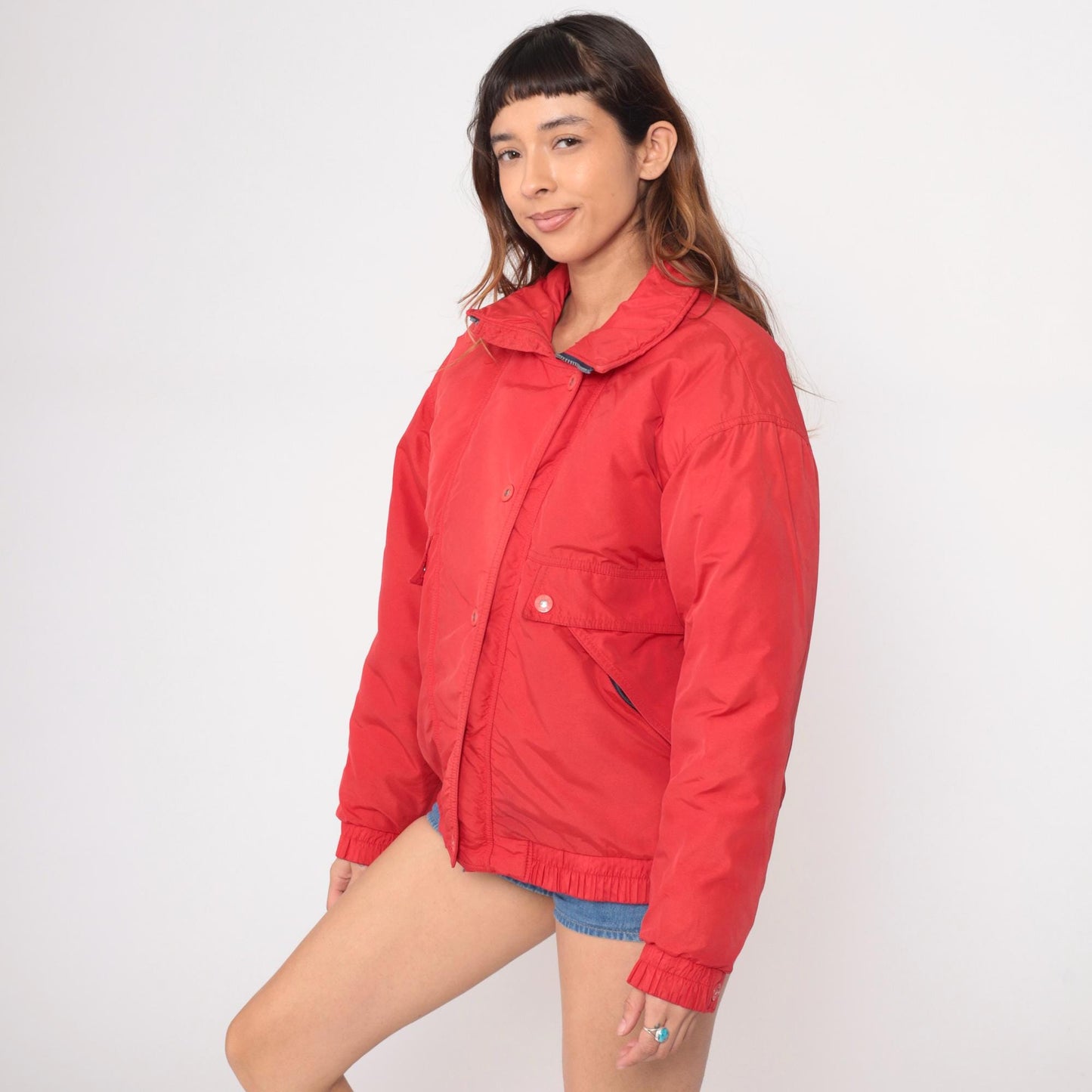 80s CB Sports Red Ski Jacket Quilted Bomber Windbreaker Medium M