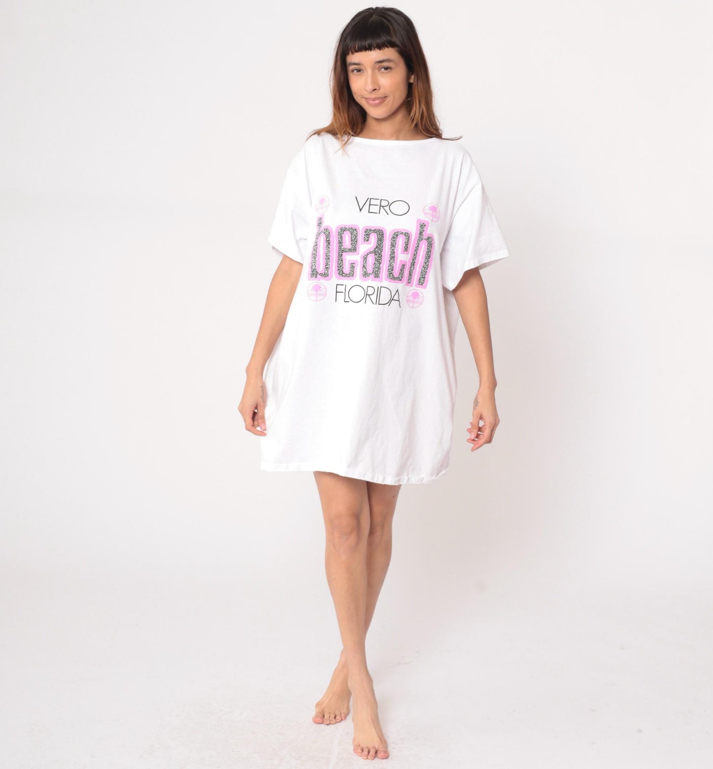 90s White House Vero Beach Florida Graphic T-Shirt Dress Cotton Large