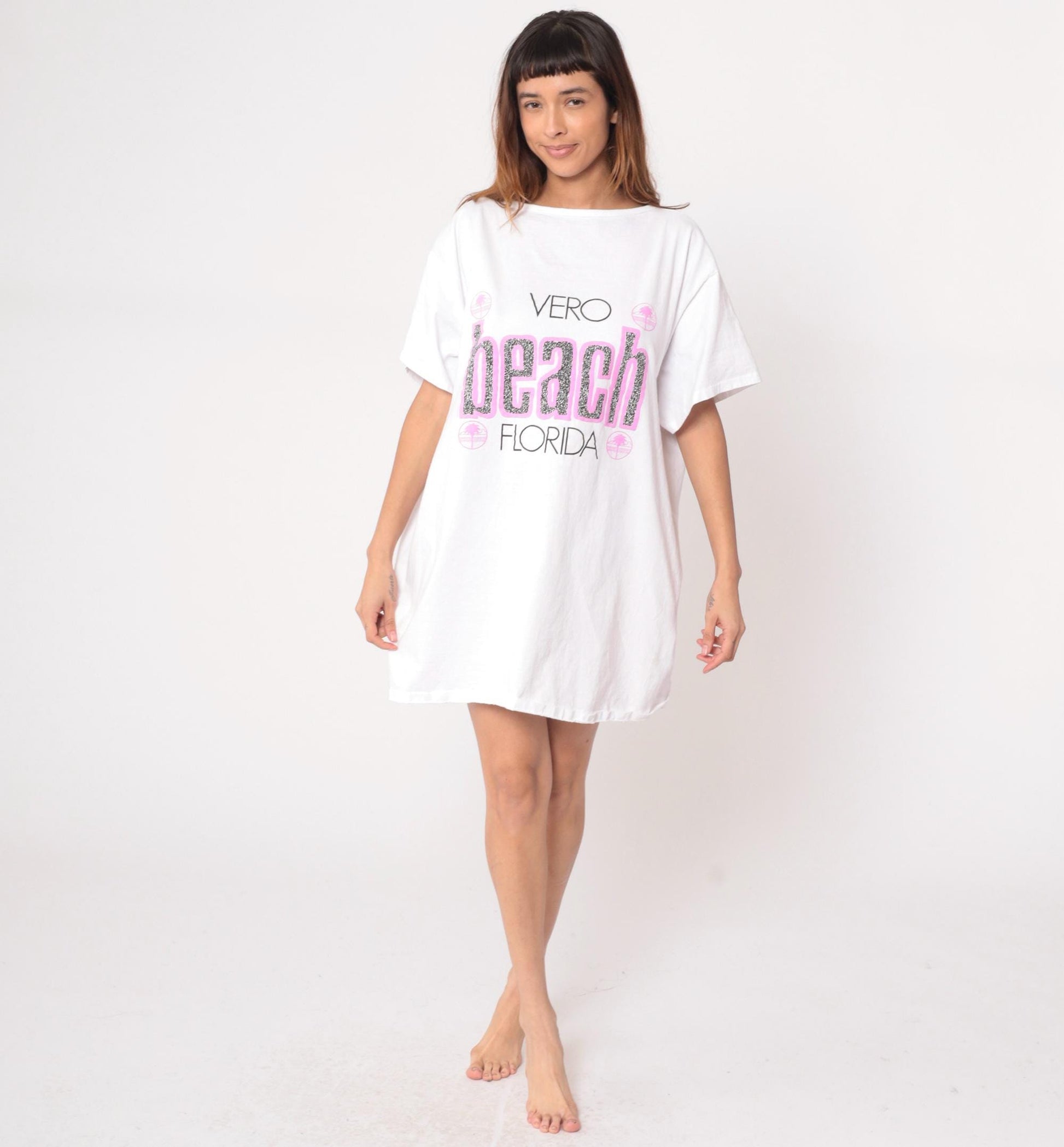 90s White House Vero Beach Florida Graphic T-Shirt Dress Cotton Large