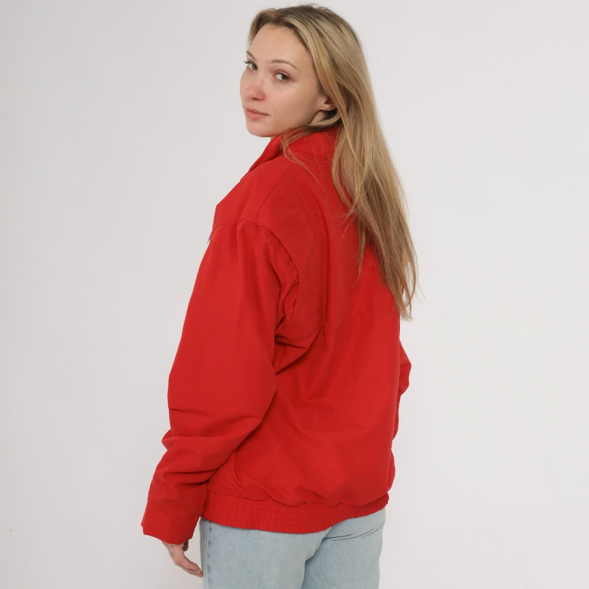 80s Forsters Red Windbreaker Jacket Navy White Color Block Medium
