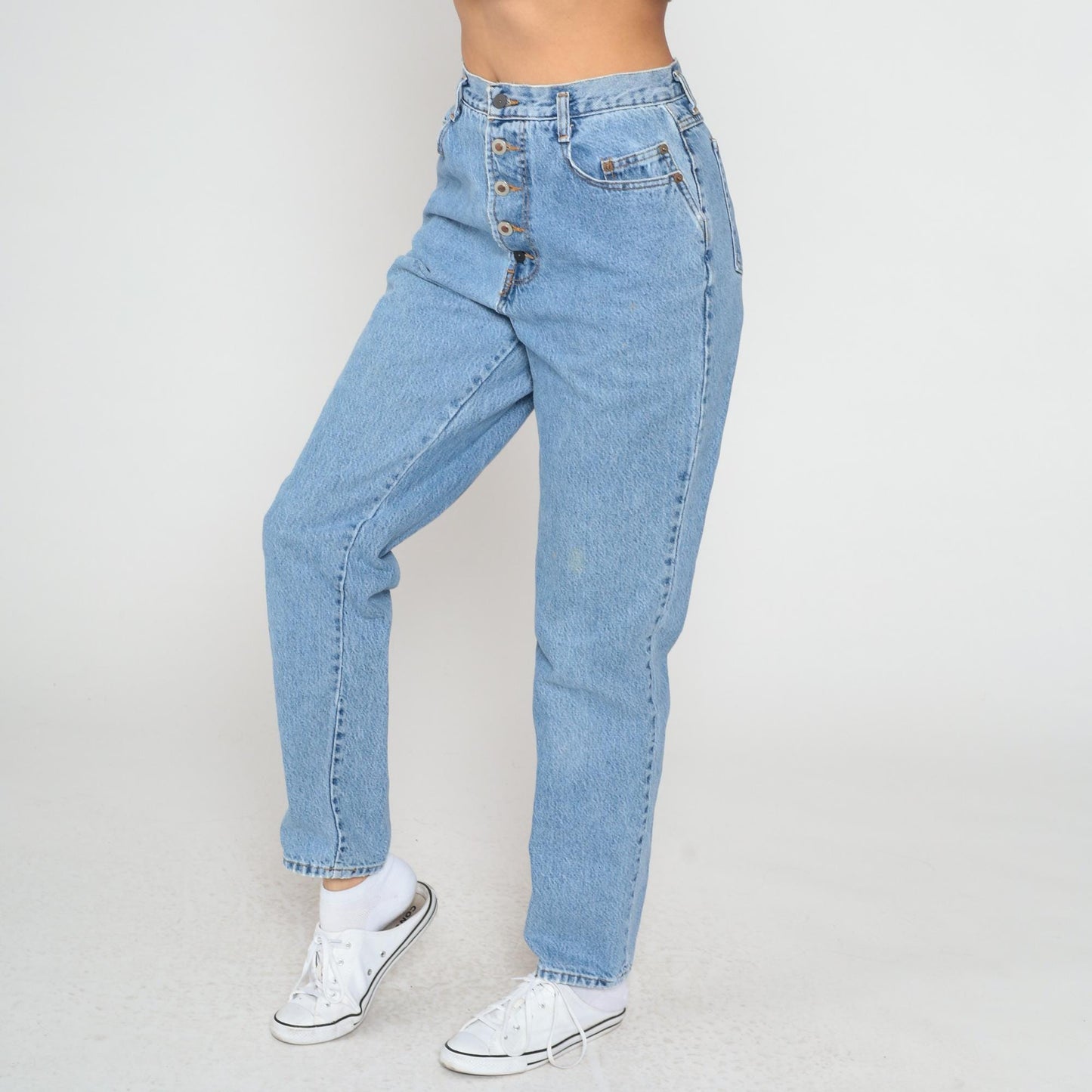 90s Enuf Internationale High-Waisted Mom Jeans Light Wash Button Fly Medium