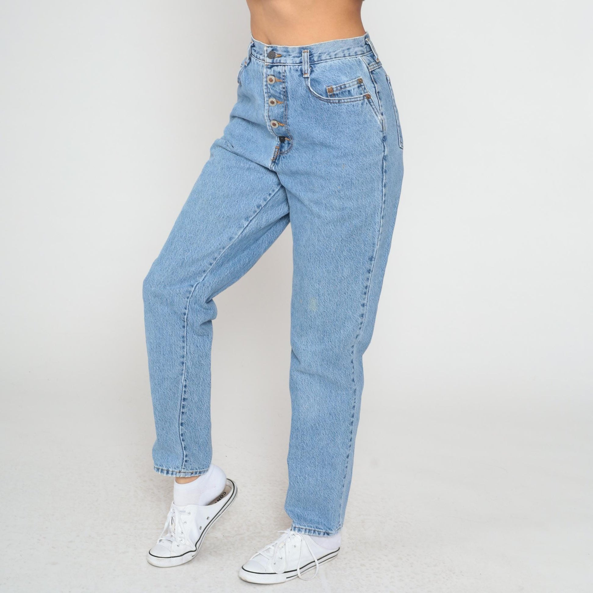 90s Enuf Internationale High-Waisted Mom Jeans Light Wash Button Fly Medium