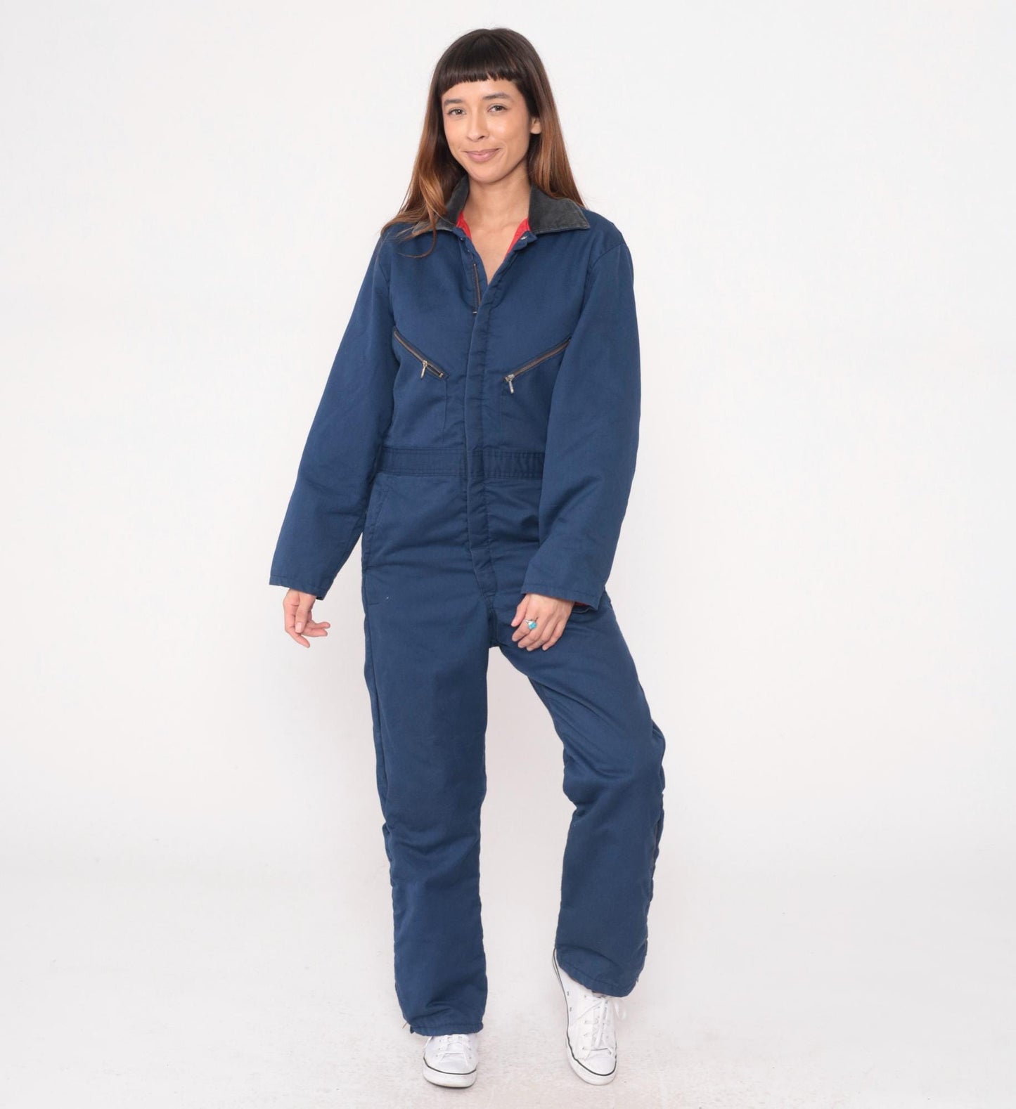 90s Walls Blizzard Pruf Navy Coveralls Zip Front Workwear Small