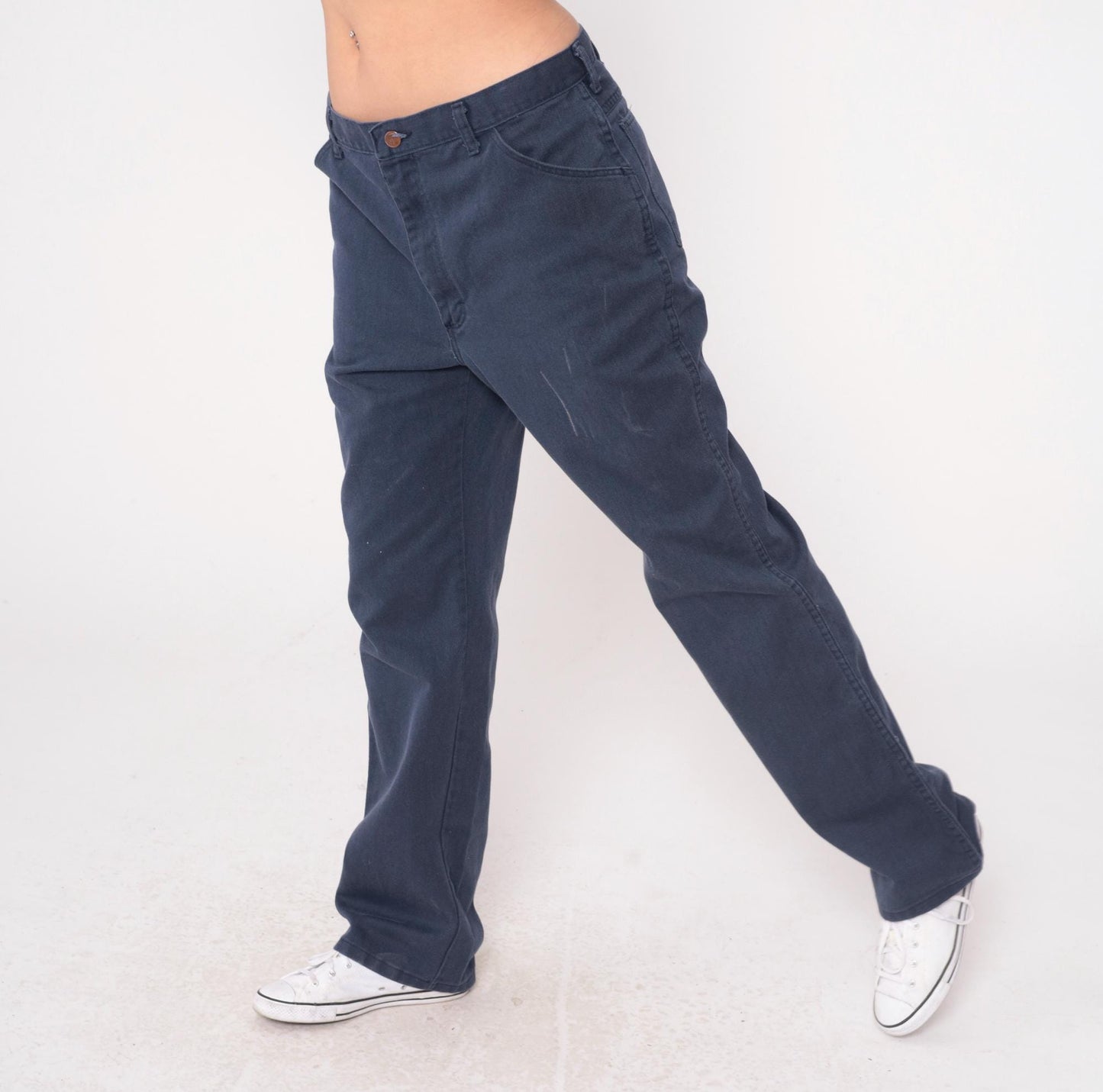 90s Big Ben Navy Carpenter Work Pants Straight Leg High Rise Cotton Extra Large