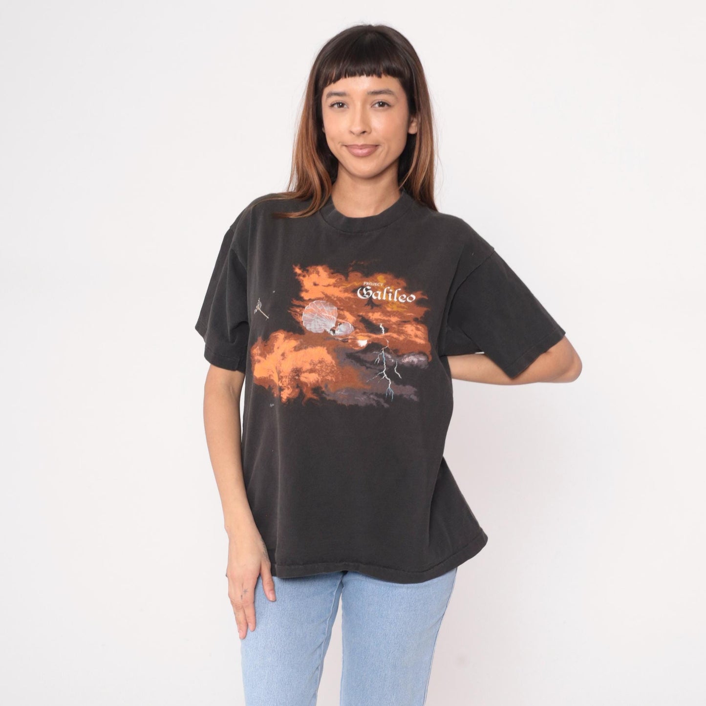 90s Project Galileo Space Mission Graphic Tee Black Large L
