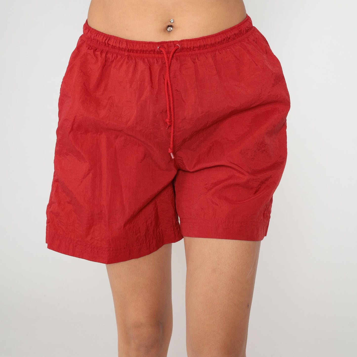 90s Nike Red Athletic Shorts Elastic Waist Swoosh Small S