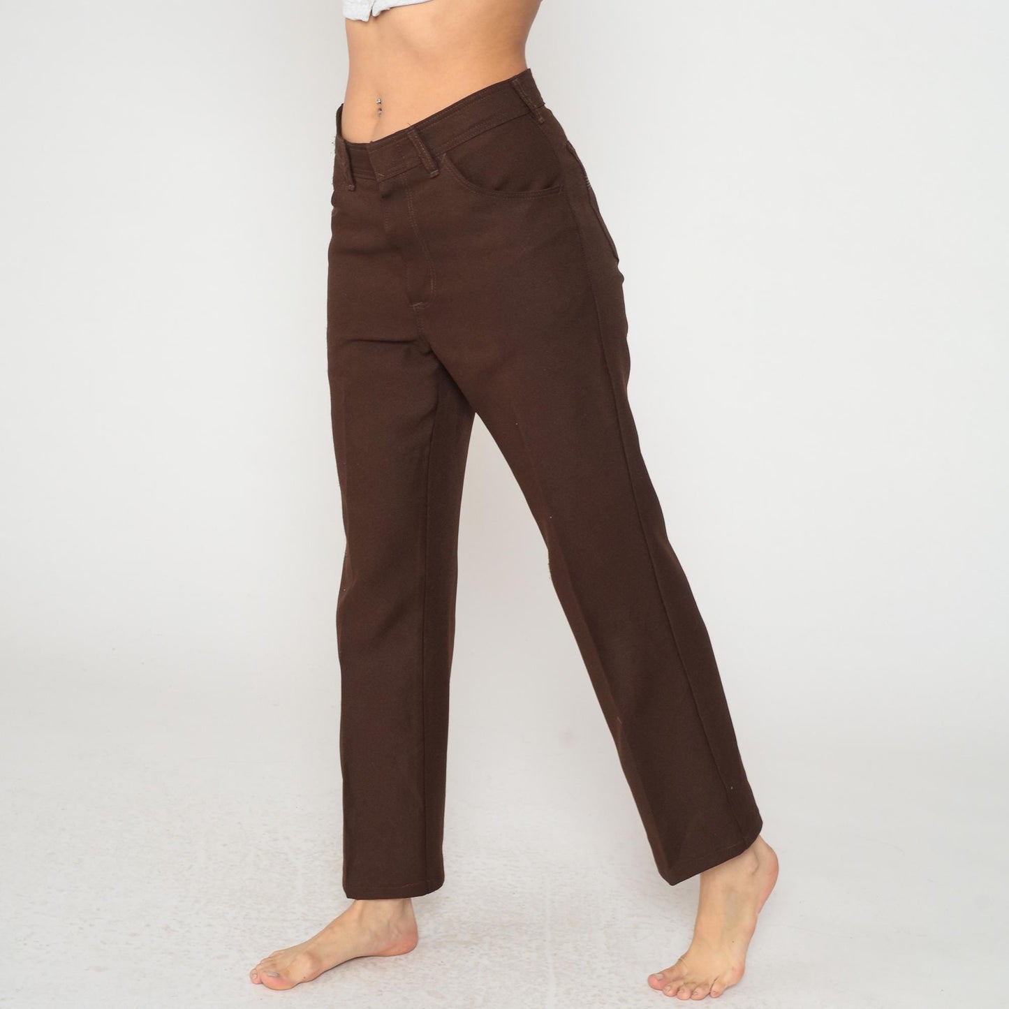 70s Sportabouts Brown Straight Leg Trousers High Waisted Large L