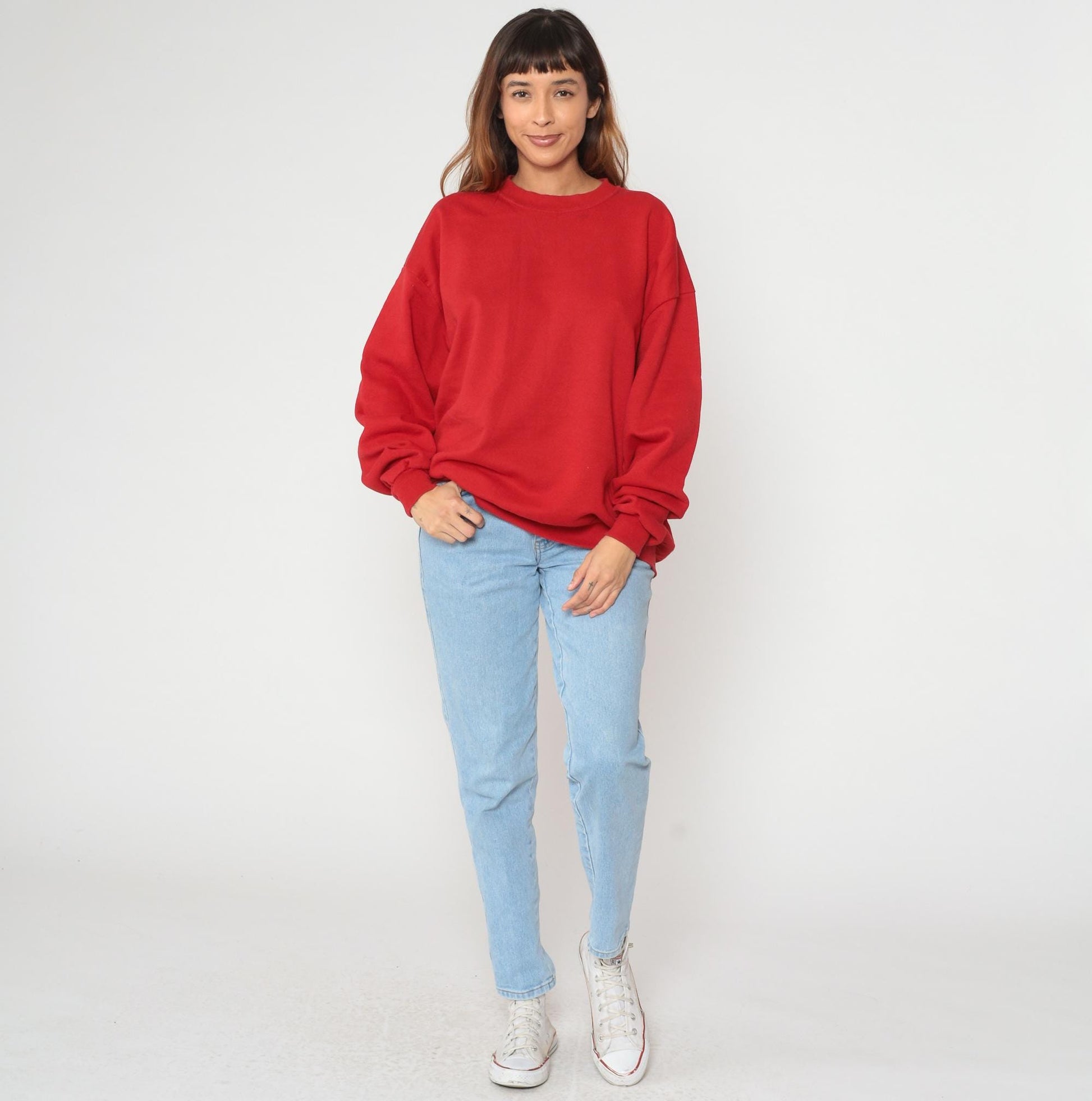 90s Jerzees Red Sweatshirt Plus Size XXL Crew Neck Cotton Pullover