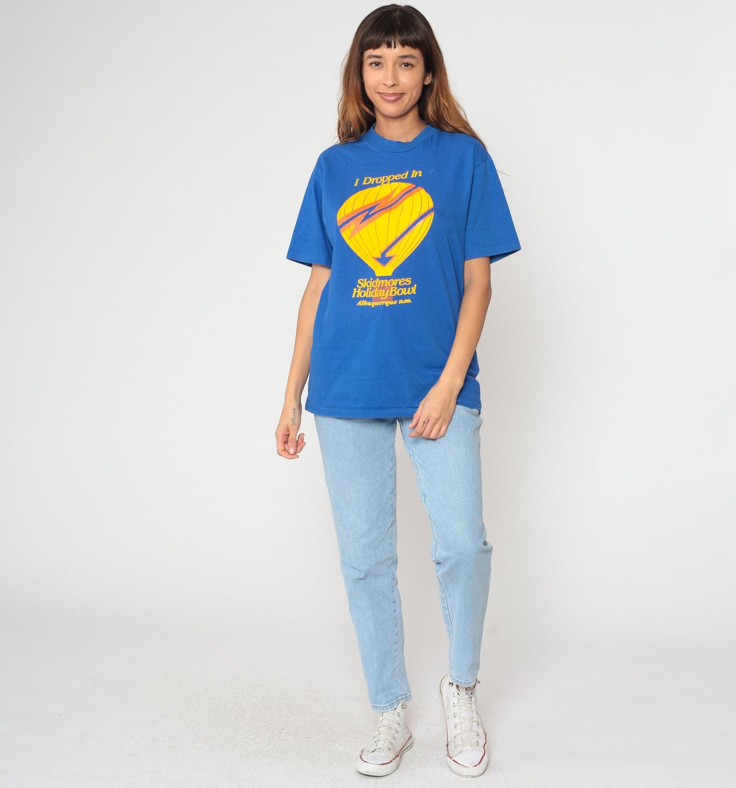 90s Hot Air Balloon Graphic T-Shirt Royal Blue Albuquerque Holiday Bowl Large