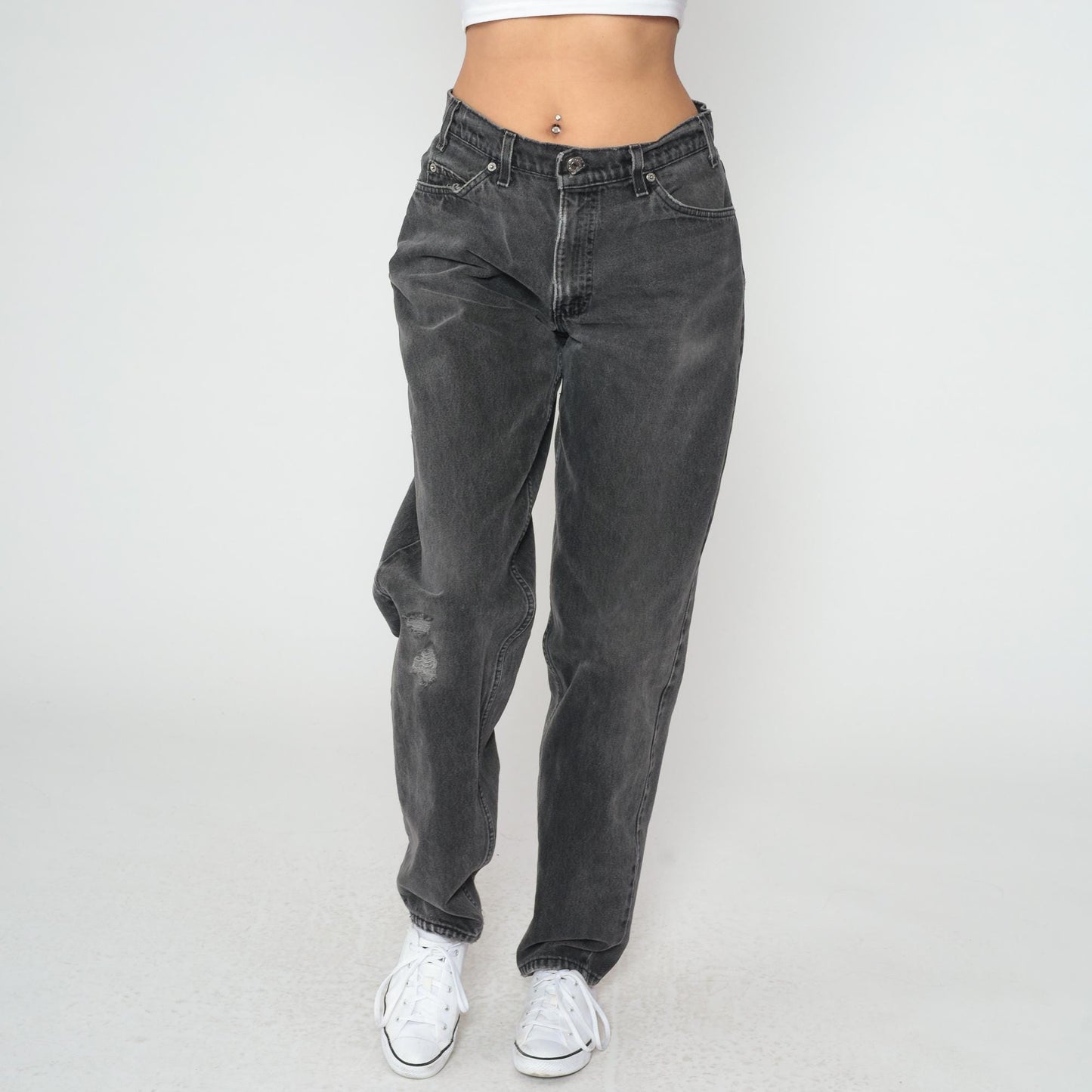 90s Levi's 560 High Waist Jeans Black Denim Faded Charcoal Large L