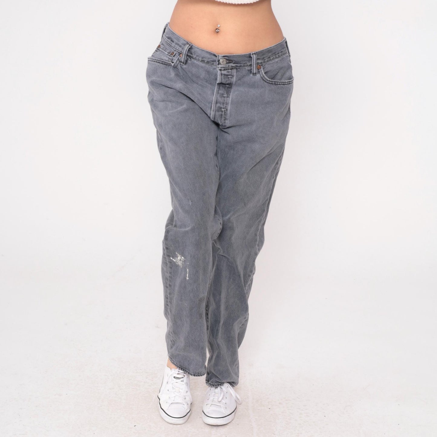 Levi's 501 Y2K Grey Straight Leg Denim High Waist Button Fly Large L