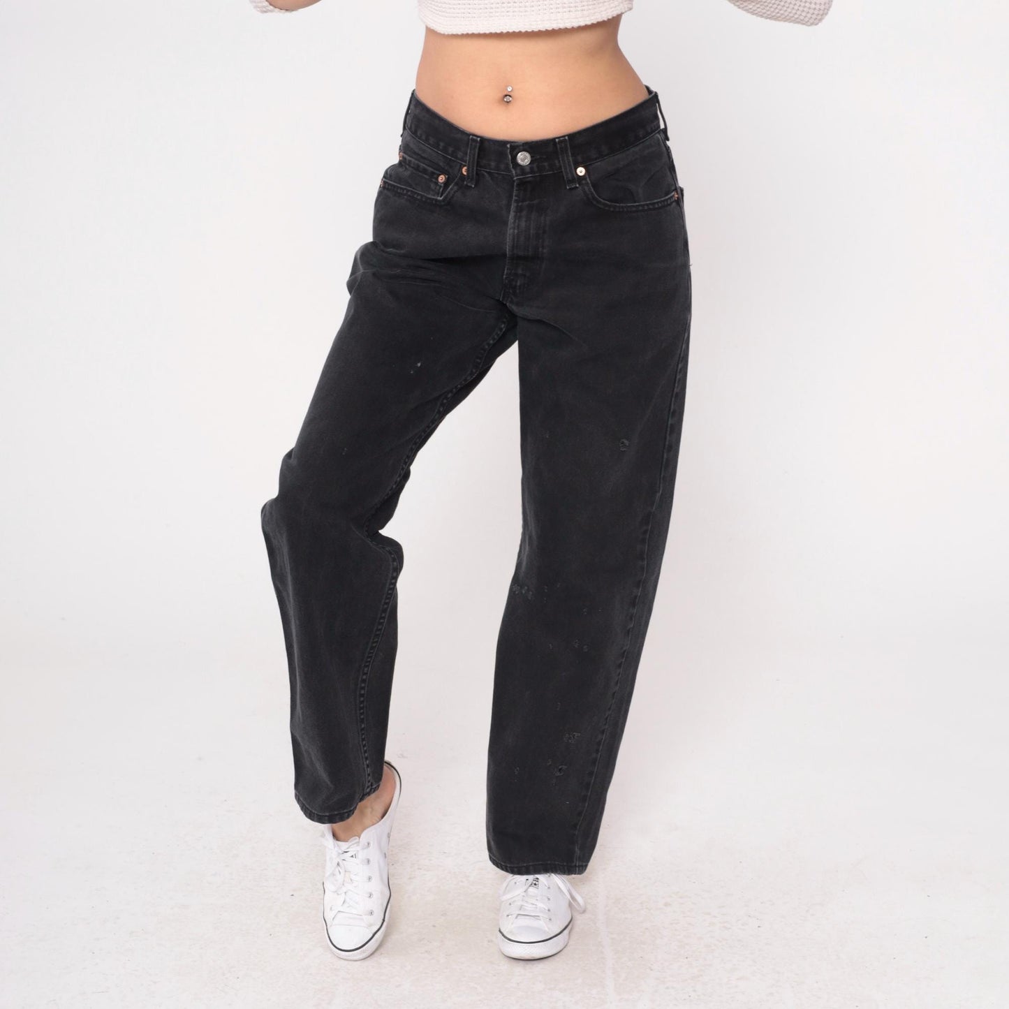 Y2K Levi's 550 Black Denim Jeans Straight Leg Cotton 32x32