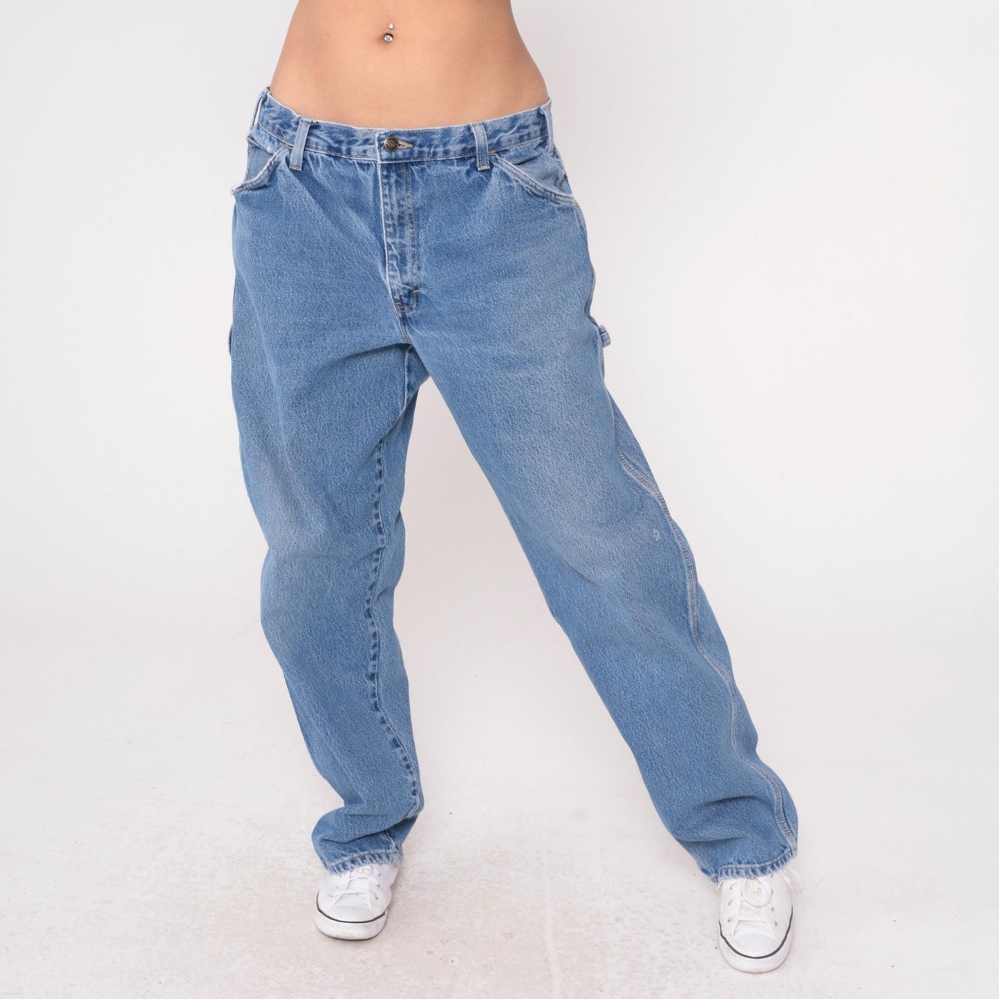 Y2K Dickies Carpenter Jeans Blue Denim Straight Leg Utility 36x34