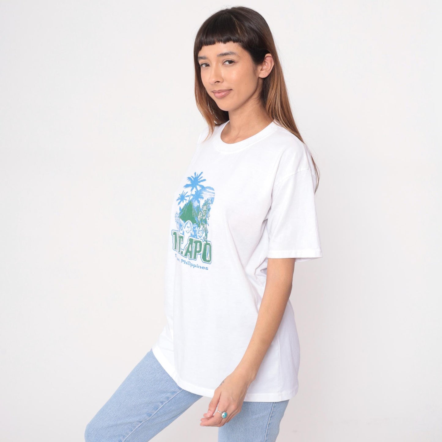 90s Mt. Apo Davao Philippines Graphic T-Shirt White Cotton Souvenir Large L