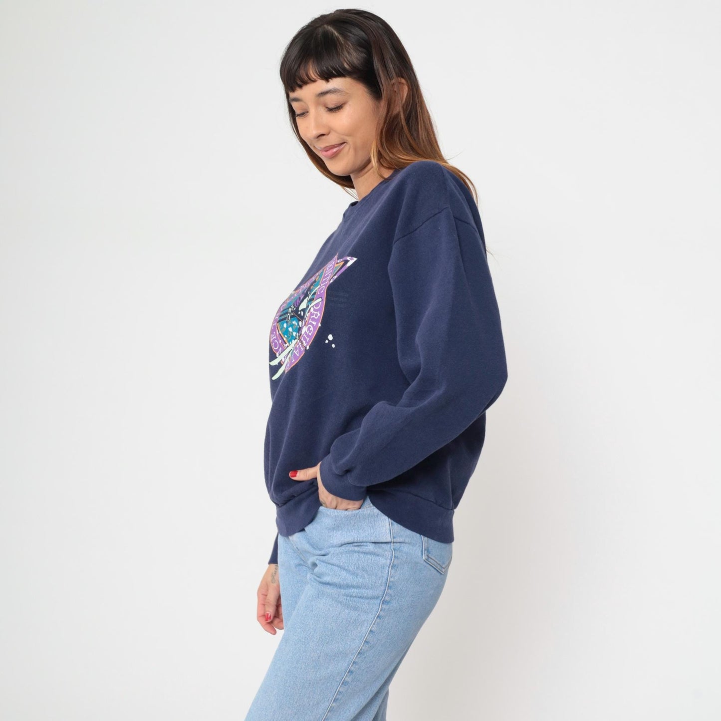 90s Park City Utah Ski Sweatshirt Navy Graphic Crewneck Medium M