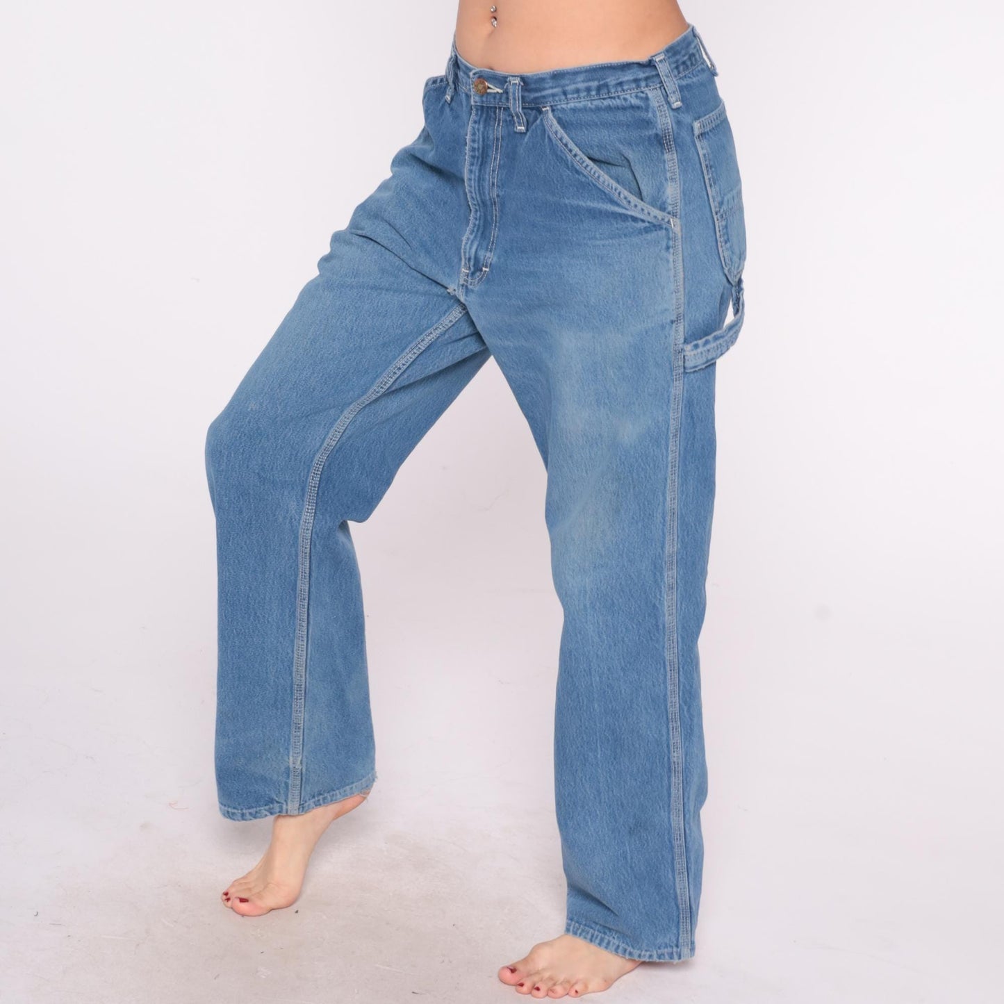 90s Reed Carpenter Jeans Blue Denim High Rise Straight Leg 33x32