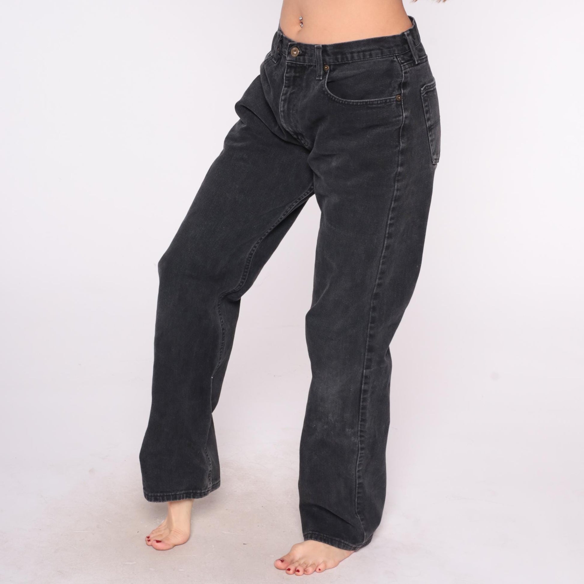 Ralph Lauren Y2K Black Denim Straight Leg Jeans 34 Waist Large