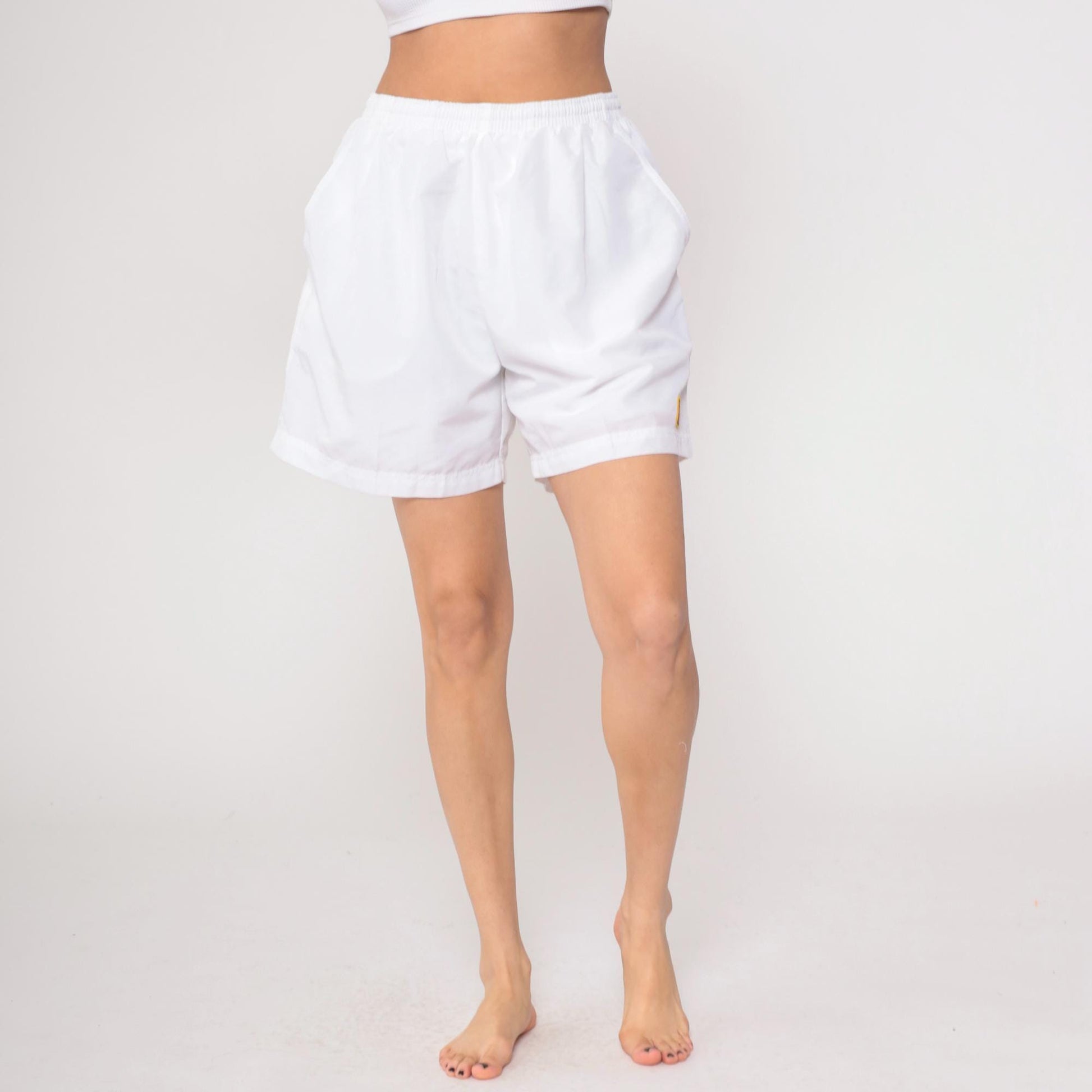 90s Nike White Athletic Shorts Elastic Waist Embroidered Logo Large L