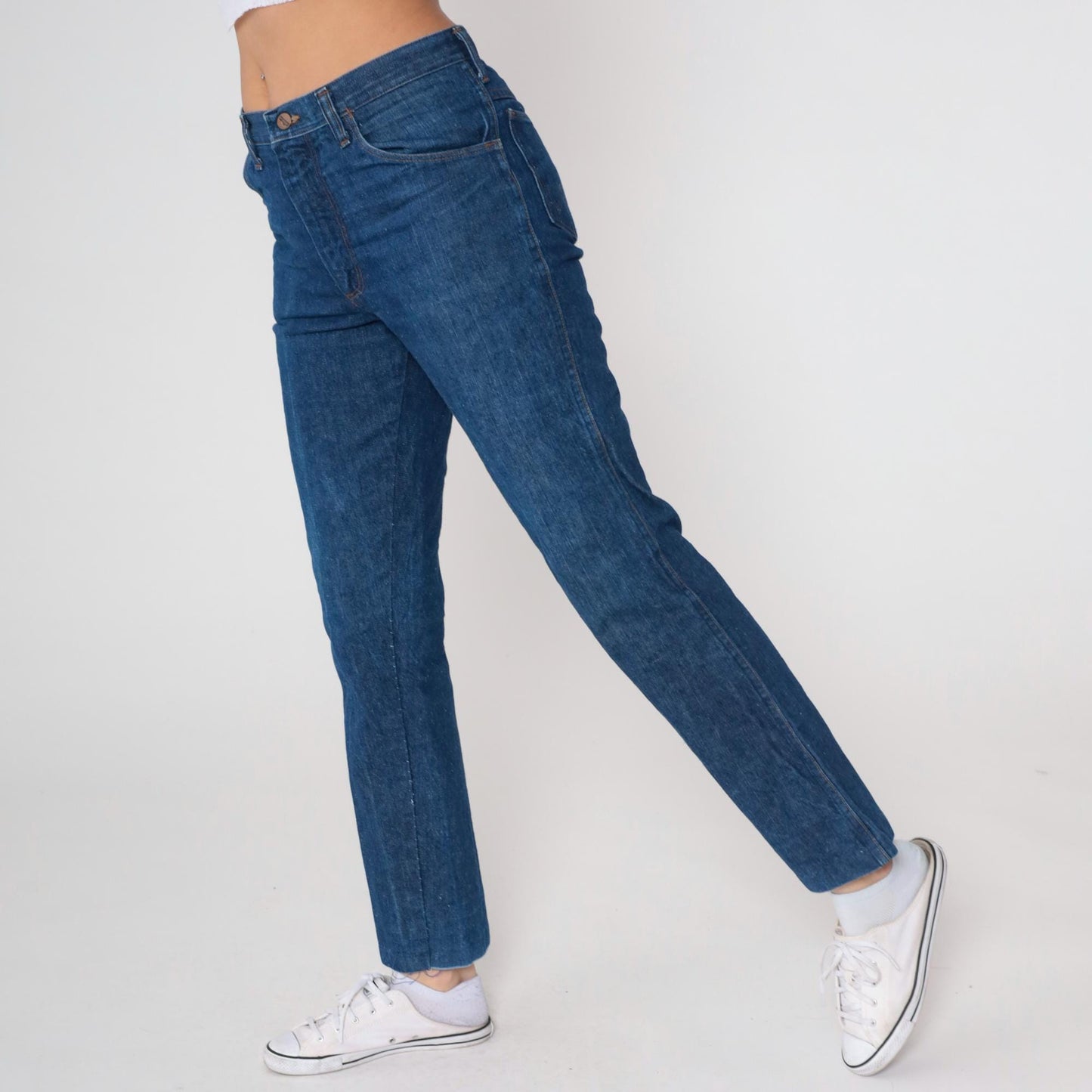 80s Wrangler High Waist Straight Leg Jeans Blue Medium Wash Large L