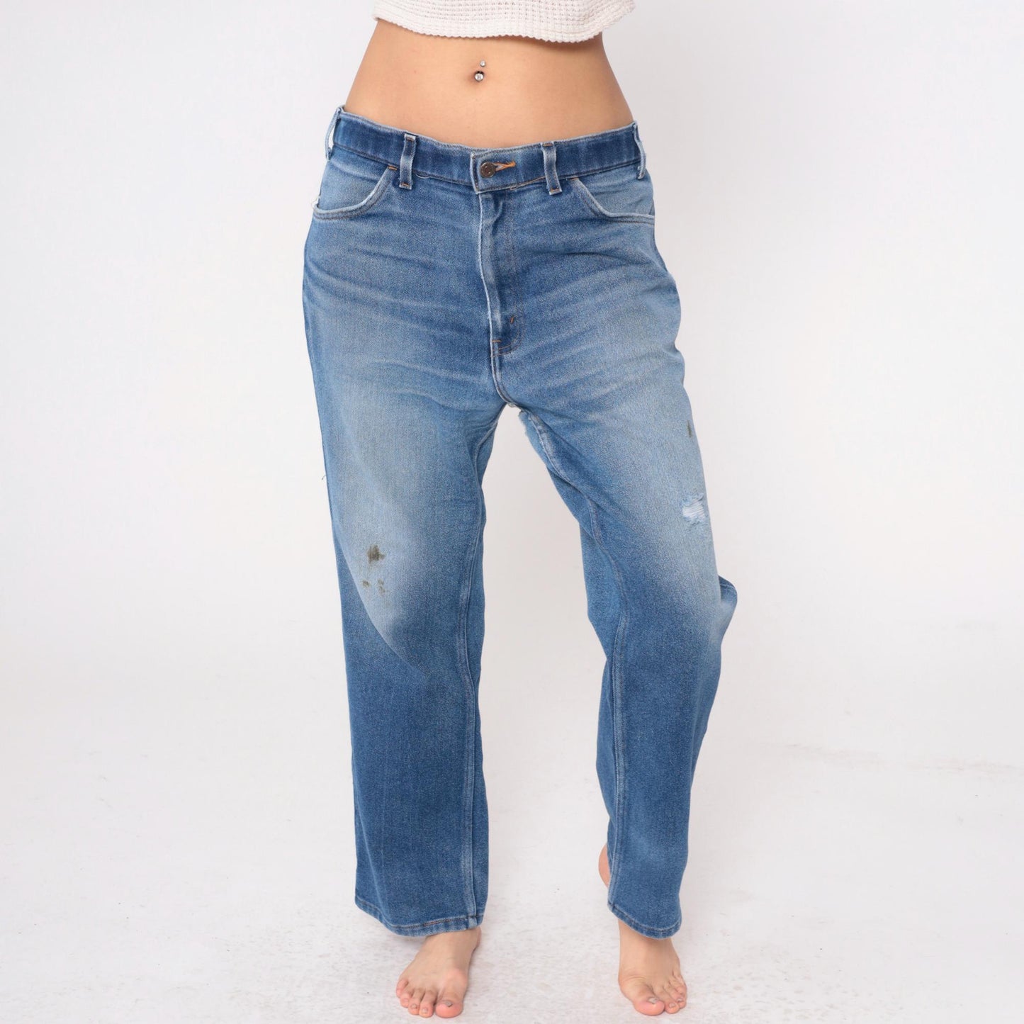 80s Levi's Distressed Straight Leg Jeans Medium Blue Denim XXL