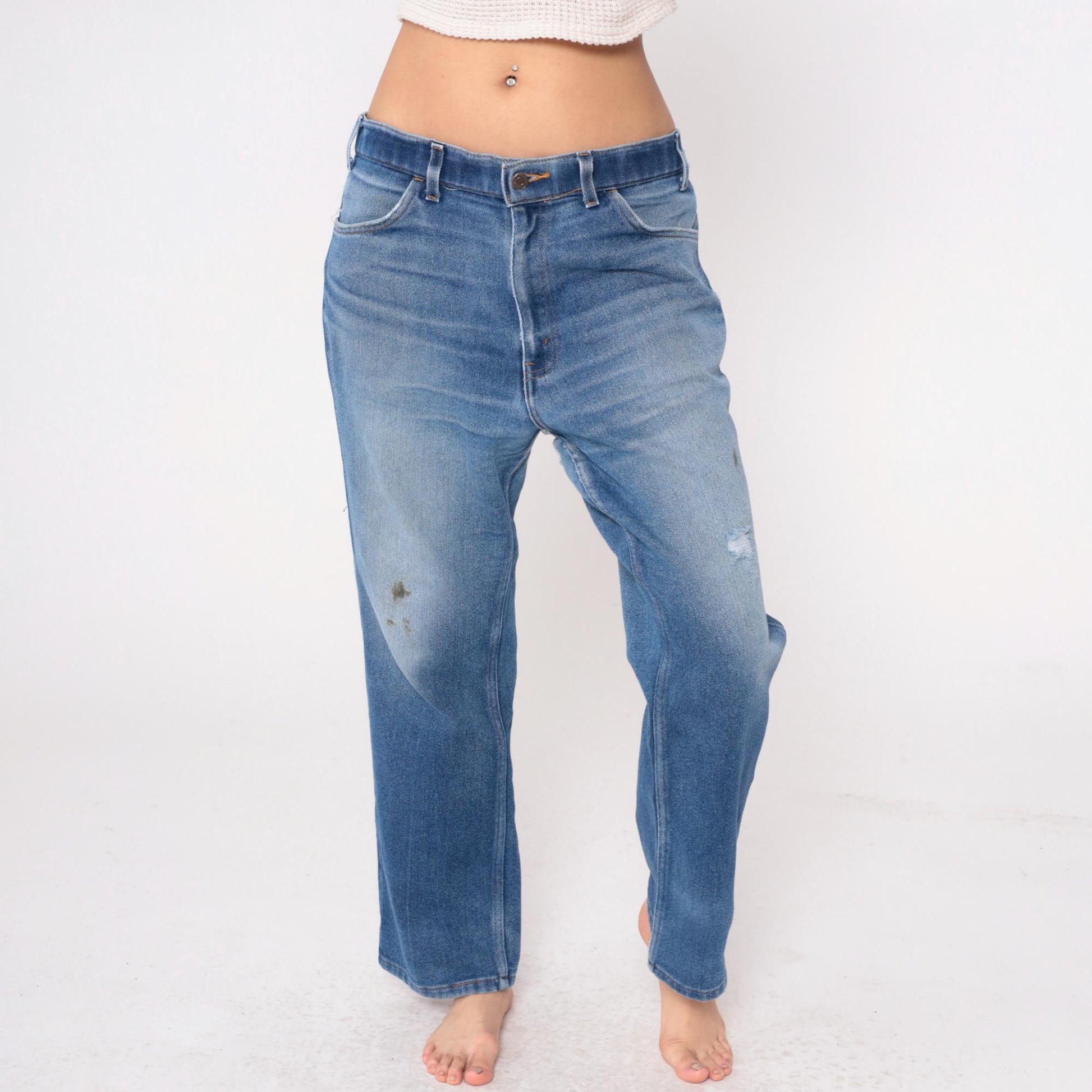 80s Levi's Distressed Straight Leg Jeans Medium Blue Denim XXL