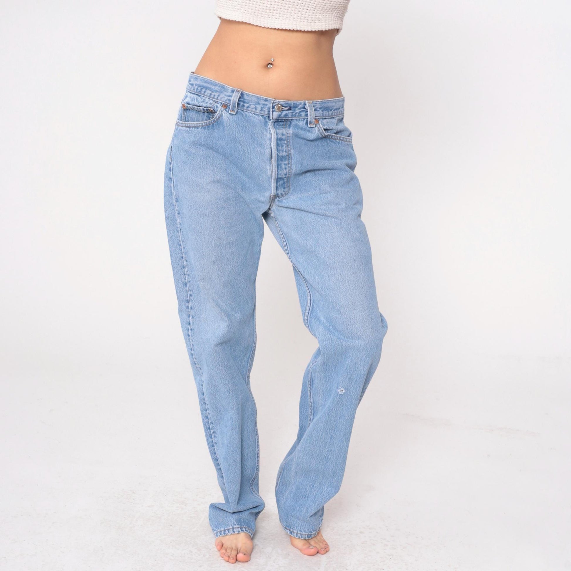 90s Levi's Light Wash High Waist Straight Leg Jeans Cotton Denim W34 L34