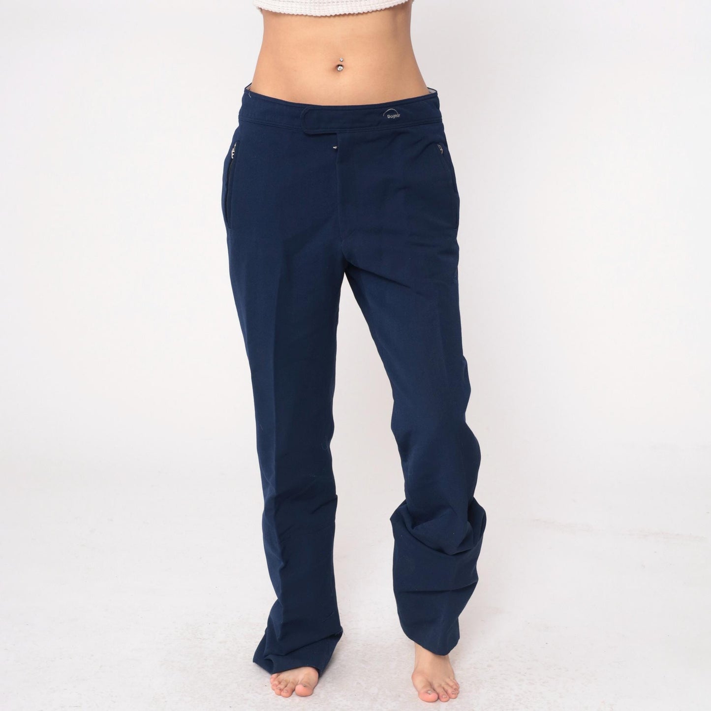Bogner 80s Navy Wool Ski Pants High Rise Straight Leg Zippered Pockets Large