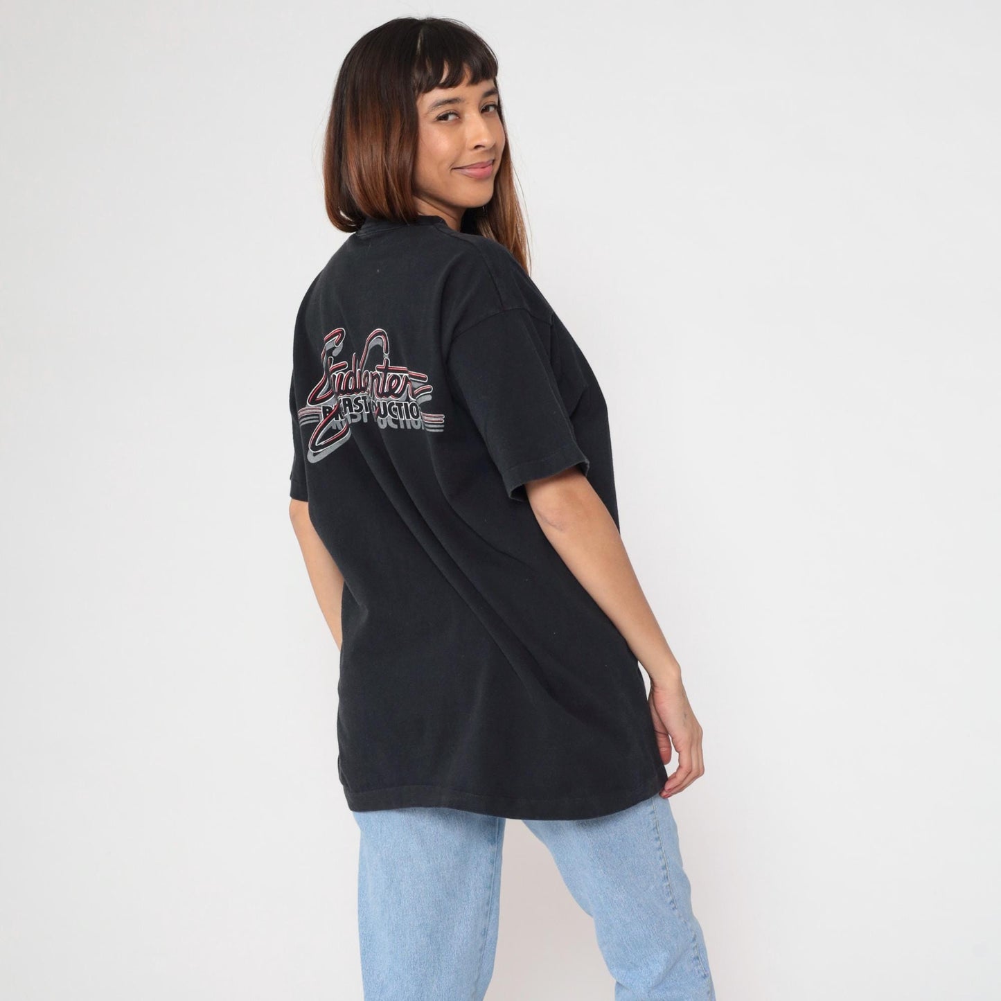 90s Studiocenter Broadcast Productions Graphic Pocket Tee Black Cotton Extra Large