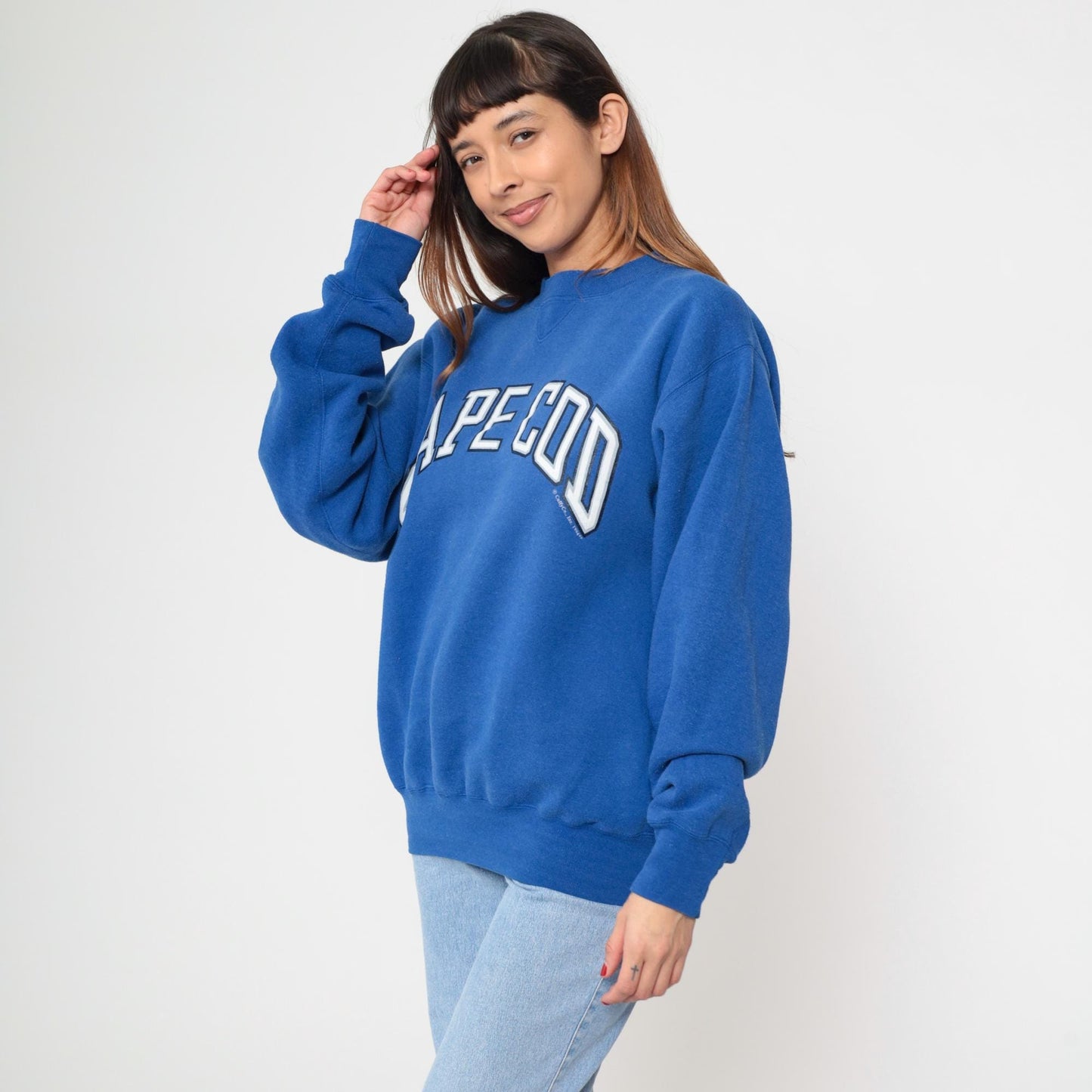 90s Cape Cod Sweatshirt Royal Blue Collegiate Crewneck Cotton Pullover Extra Large XL