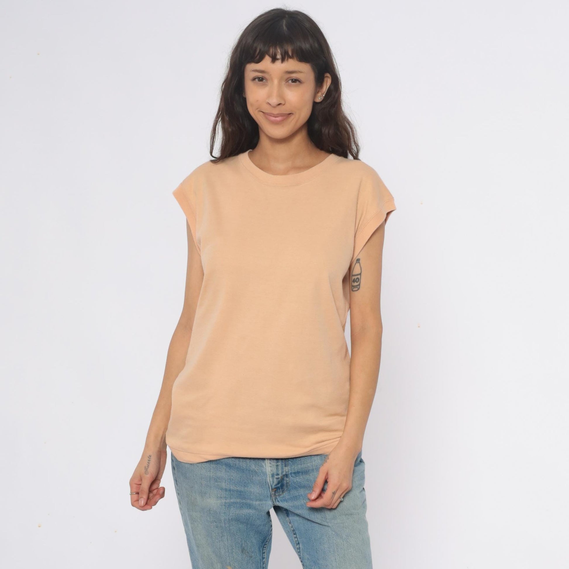 90s Coronet Casuals Tan Cap Sleeve T-Shirt Crew Neck Extra Large XL