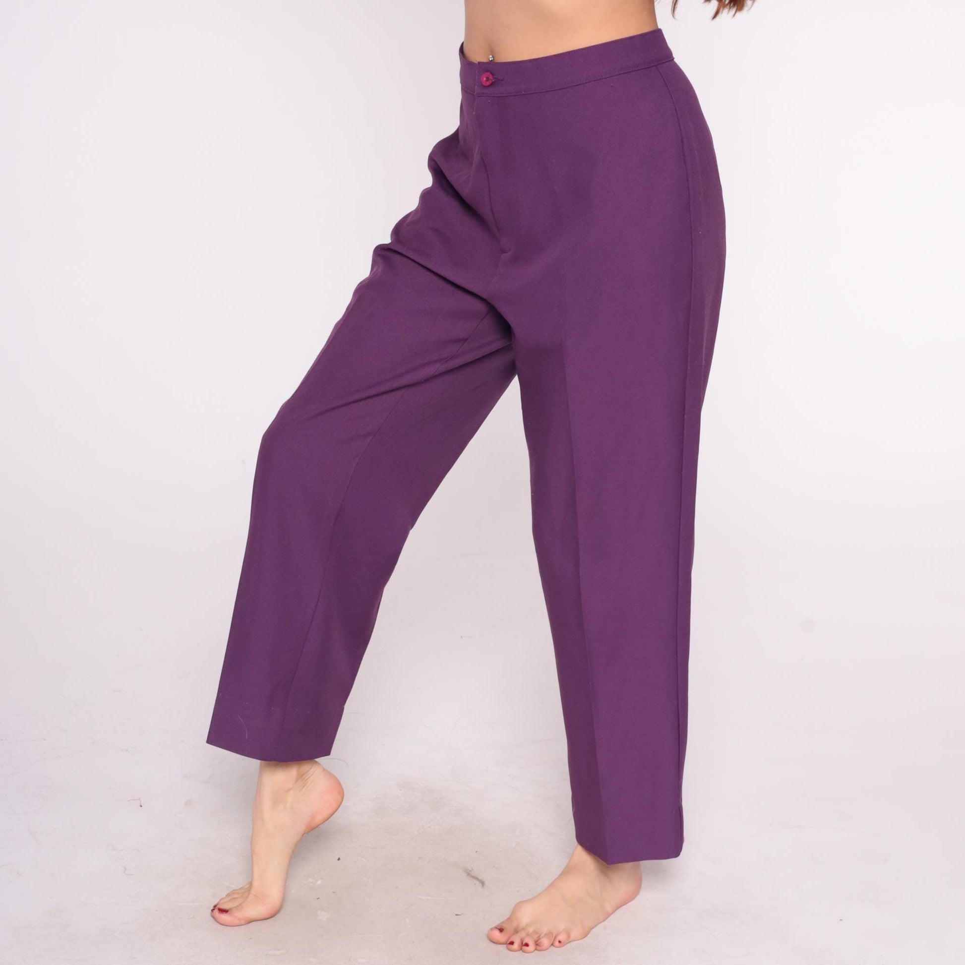 70s Levi's Bend Over Purple High Waisted Trousers Straight Leg Medium M