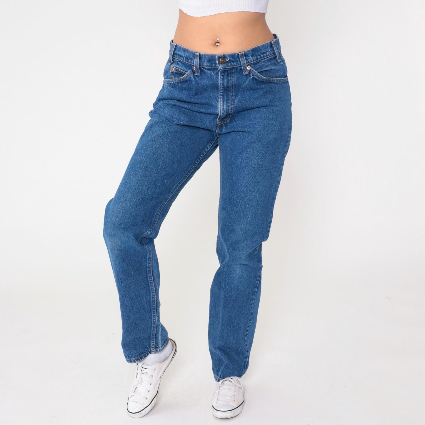 90s Levi's Medium Blue Denim High Waist Straight Leg Jeans W34 L34