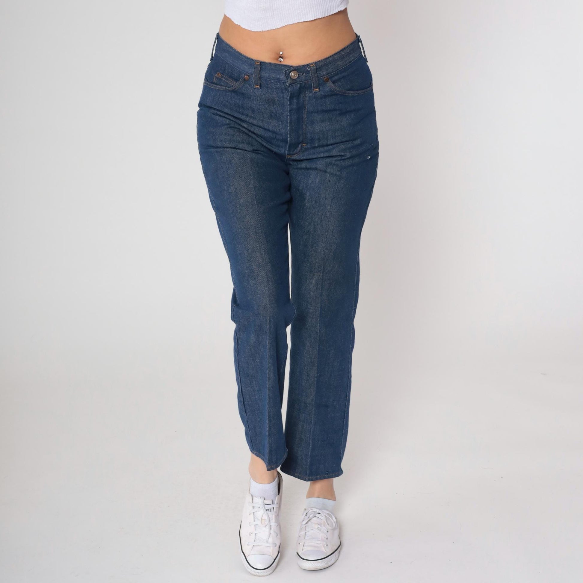 80s High Rise Straight Leg Blue Denim Jeans Medium Wash Medium M