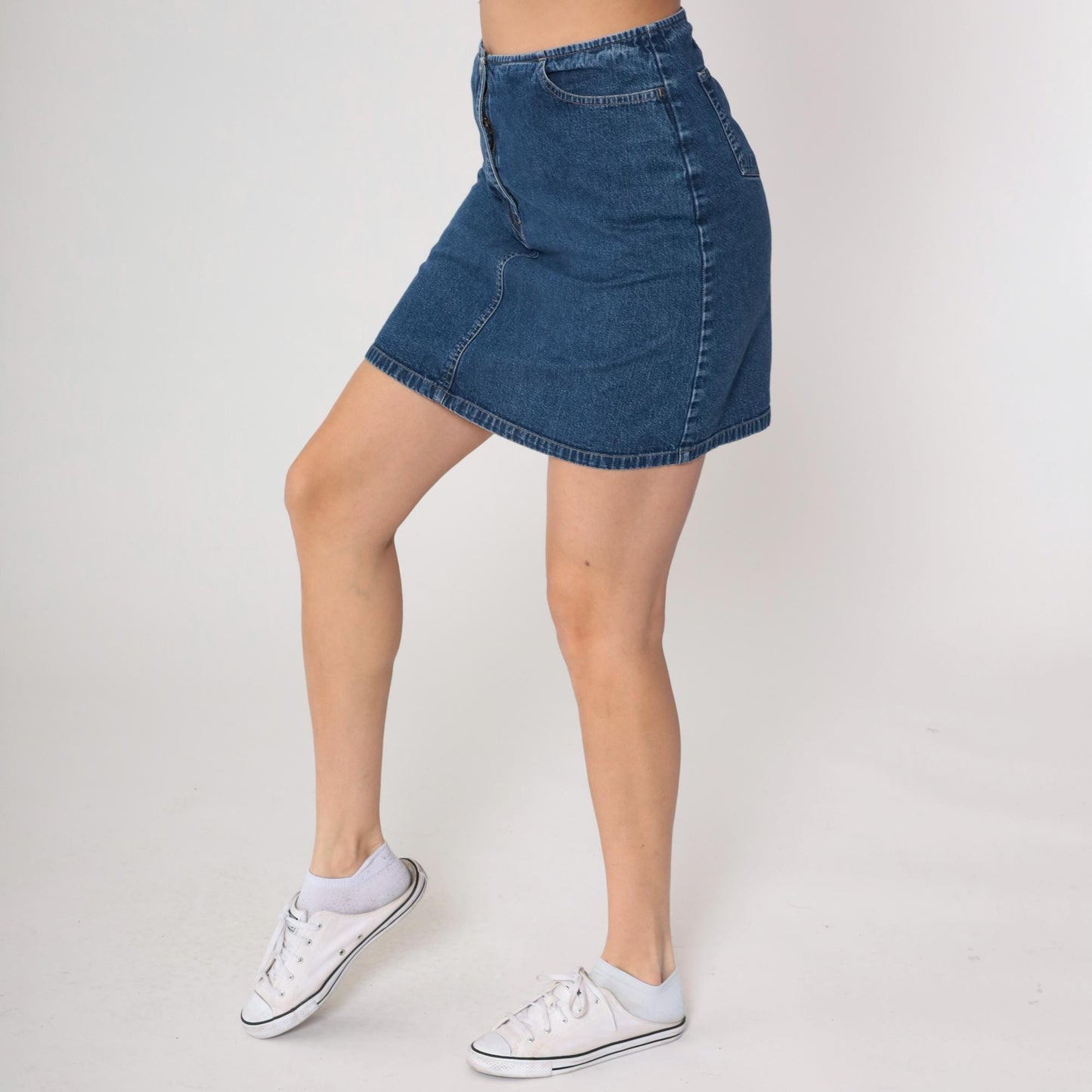 90s NY Jeans Denim Mini Skirt Blue Five-Pocket Small S
