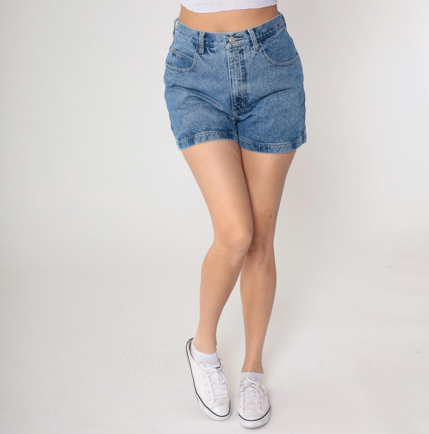 90s Guess Light Blue Denim Shorts High Waisted Button Fly Size 30