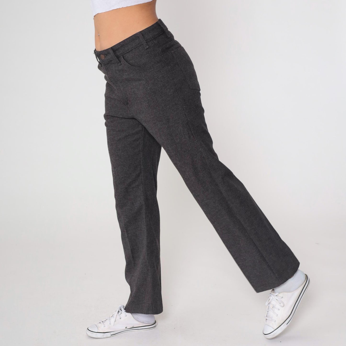 70s Levi's Charcoal Grey Straight Leg Trousers Men's W34 L29