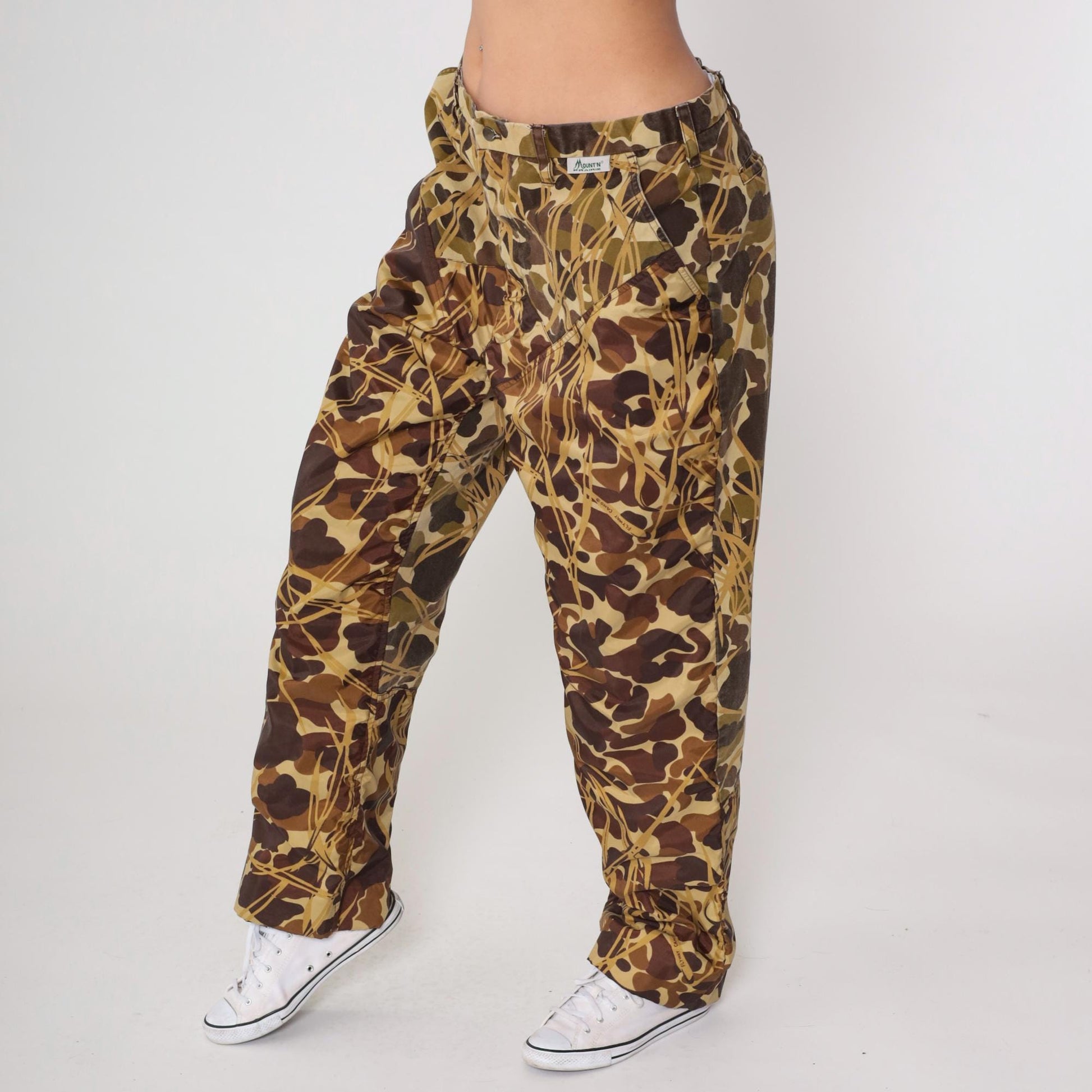 Y2K Mount'n Prairie Camo Pants Straight Leg Reed Print Brown Tan 38