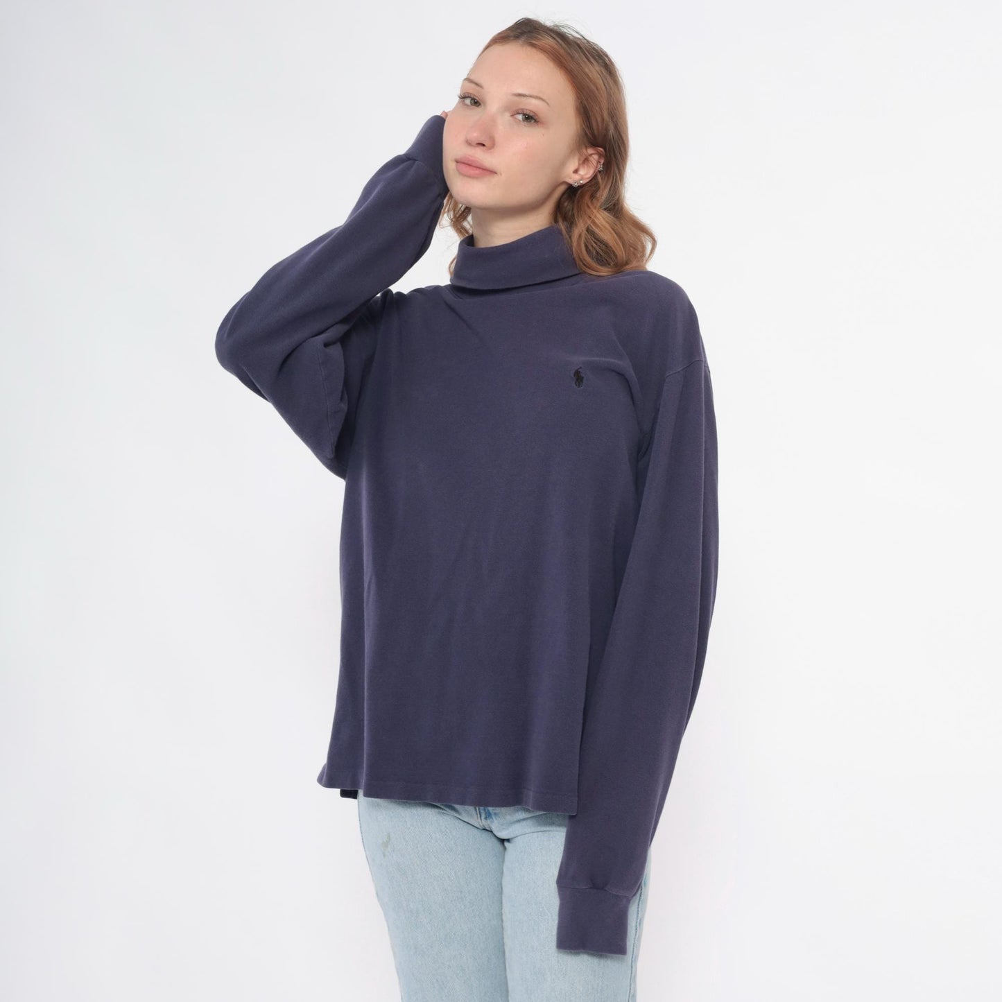90s Polo Ralph Lauren Purple Turtleneck Cotton Long Sleeve Large L