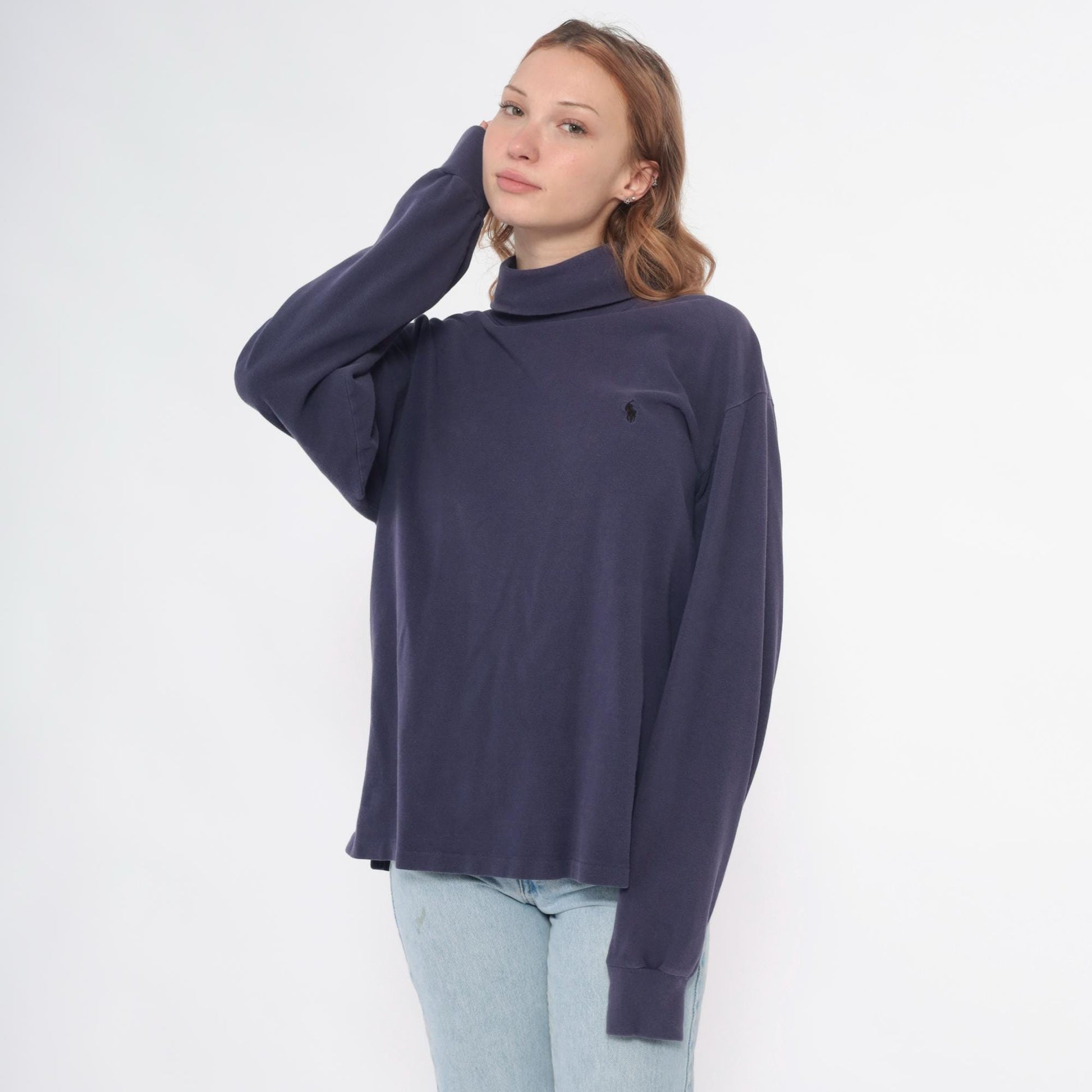 90s Polo Ralph Lauren Purple Turtleneck Cotton Long Sleeve Large L
