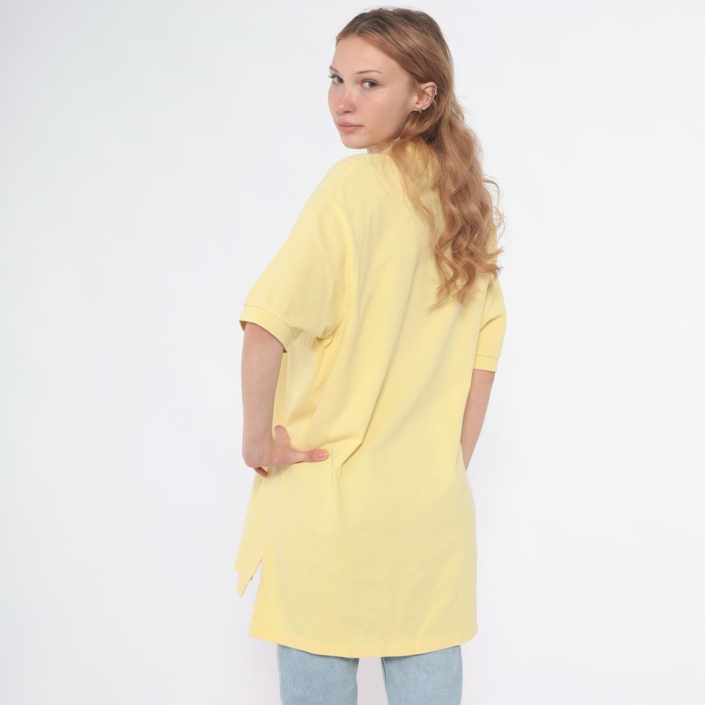 90s Polo by Ralph Lauren Yellow Cotton Polo Shirt Tunic Large L
